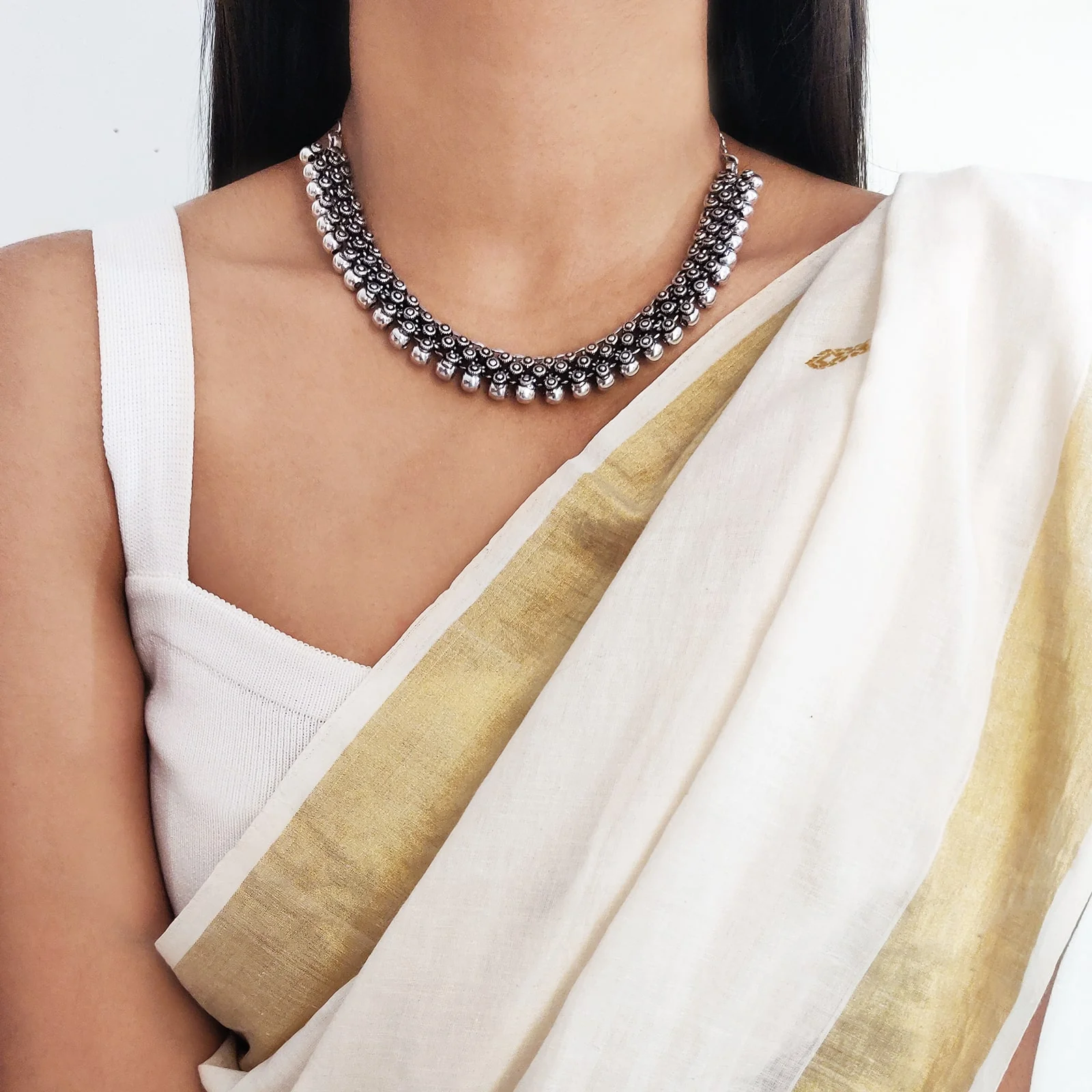 Arya Silver Oxidized Necklace - Image 2