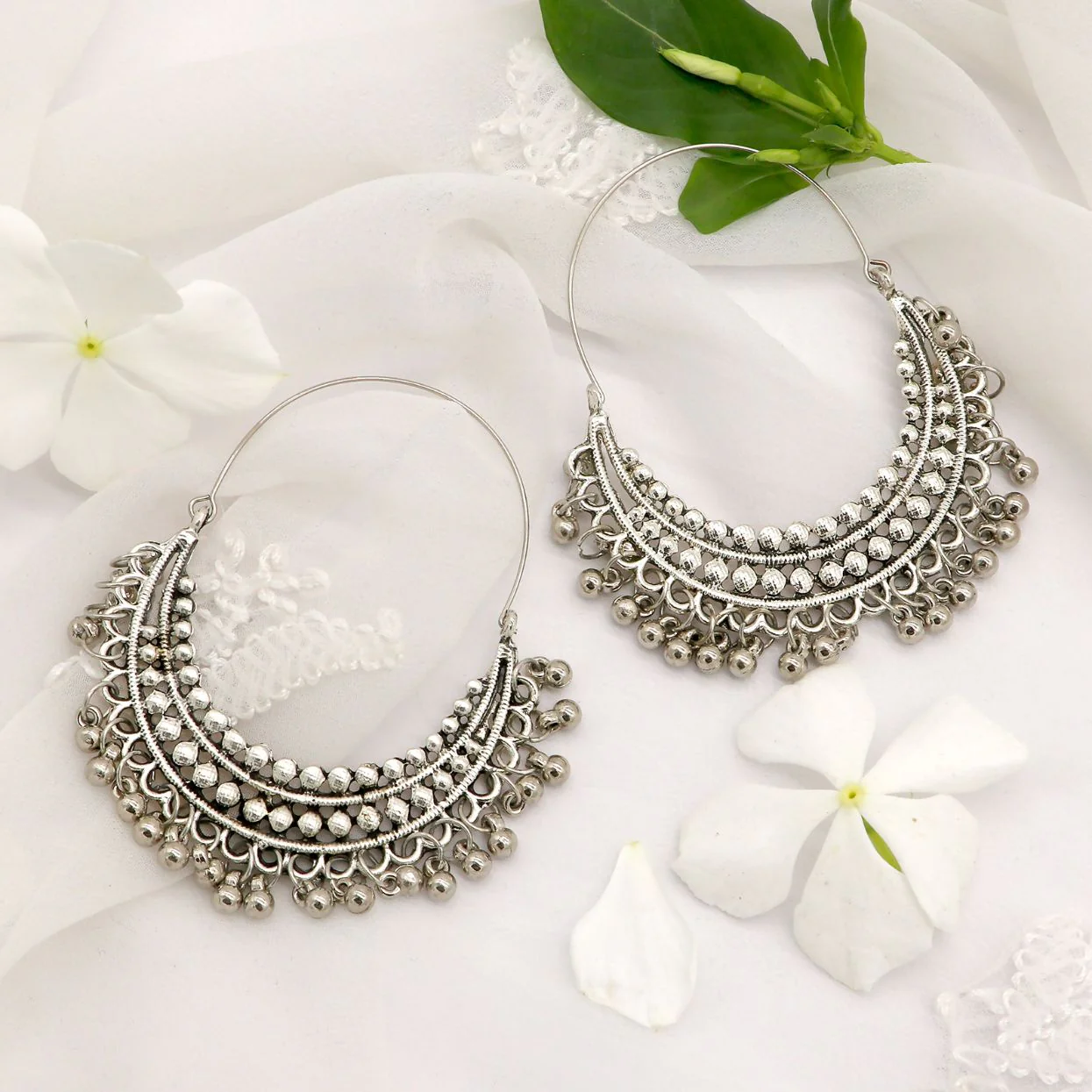 Aamod Silver Oxidized Earrings - Image 2