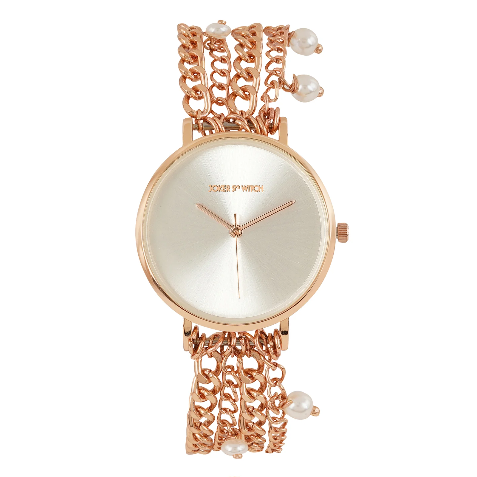 Adaline Silver Medium Dial Rose Gold Pearl Strap Women's Watch - Image 4