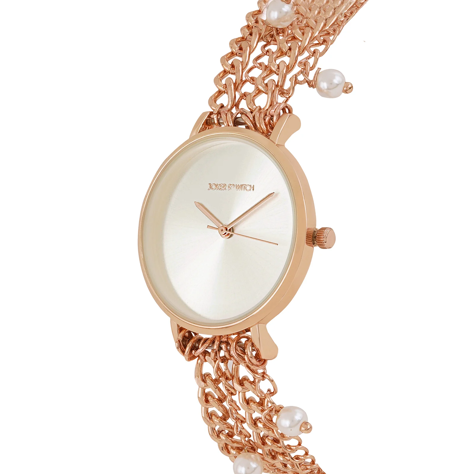 Adaline Silver Medium Dial Rose Gold Pearl Strap Women's Watch - Image 5