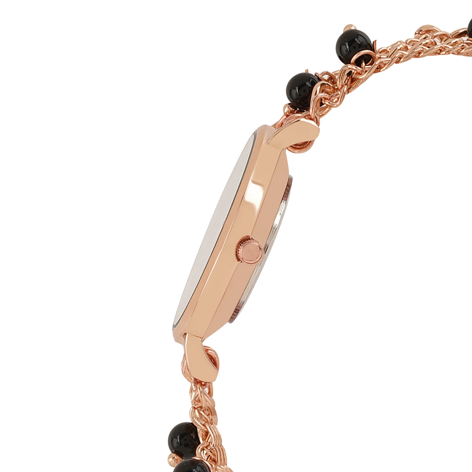Adaline Black Medium Dial Rose Gold Pearl Strap Women's Watch - Image 5