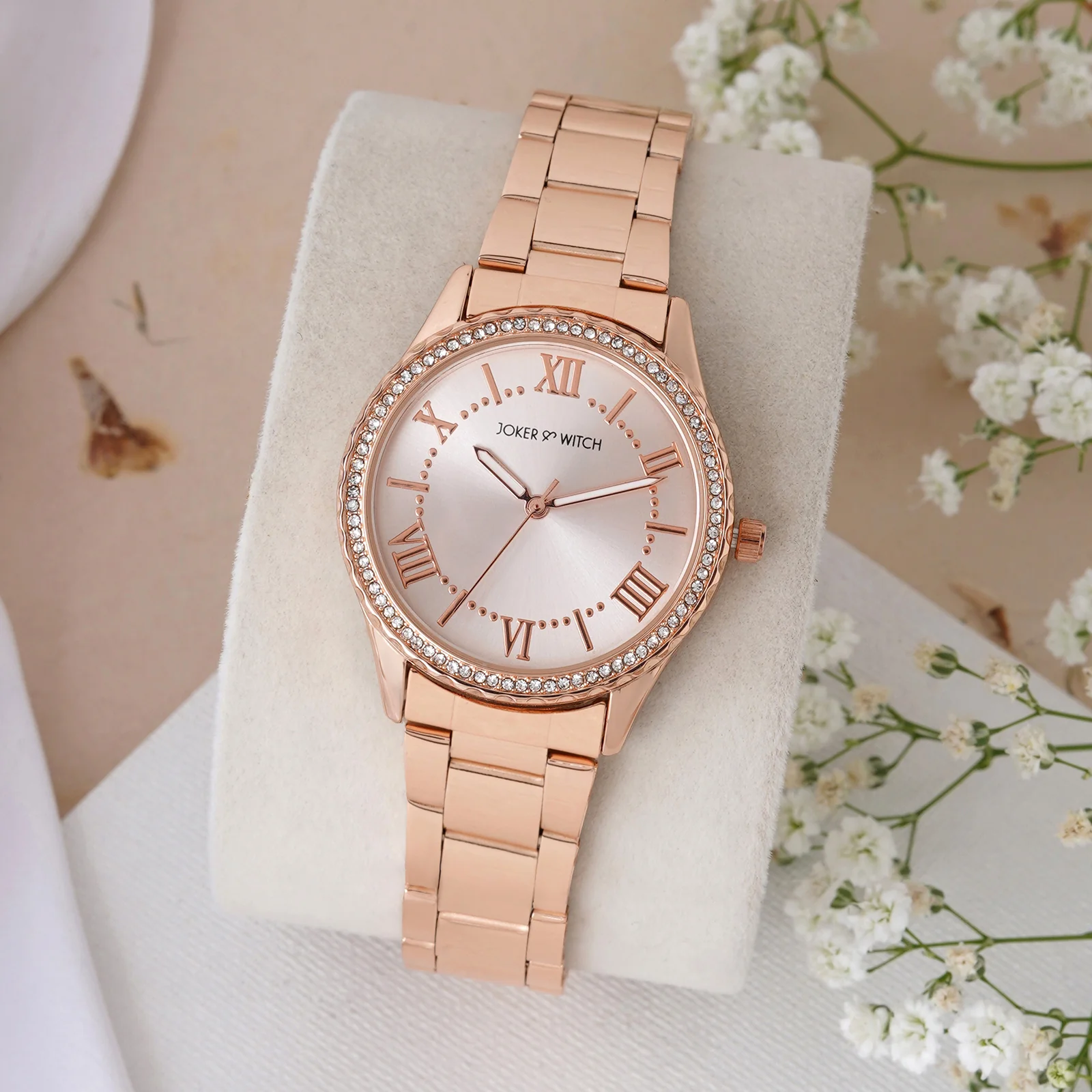 Adrenalina Rose Gold Medium Rhinestone Dial Linked Chain Strap Women's Watch - Image 2