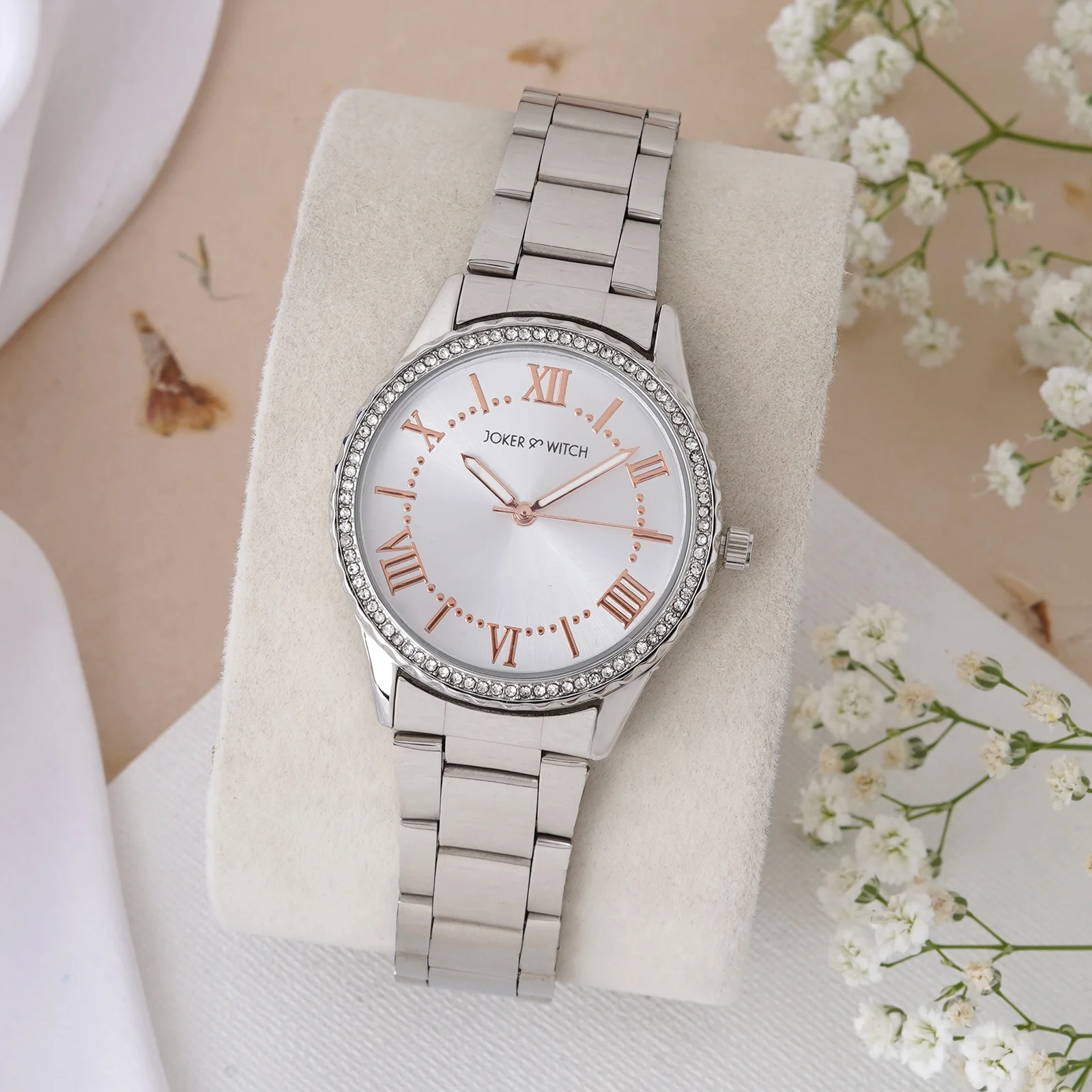 Adrenalina Silver Medium Rhinestone Dial Linked Chain Strap Women's Watch - Image 2