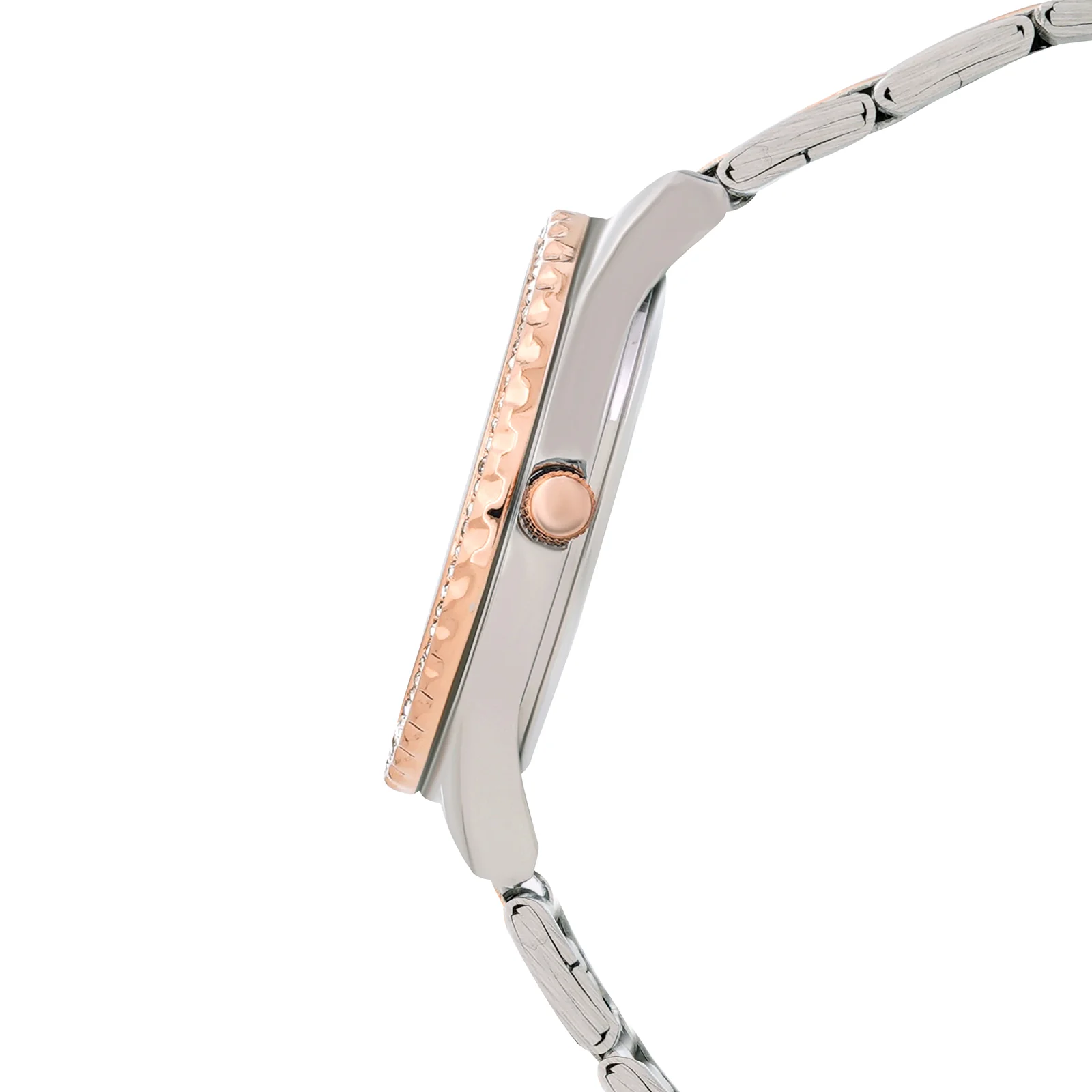 Adrenalina Silver Medium Rhinestone Dial Dual Tone Linked Chain Strap Women's Watch - Image 5