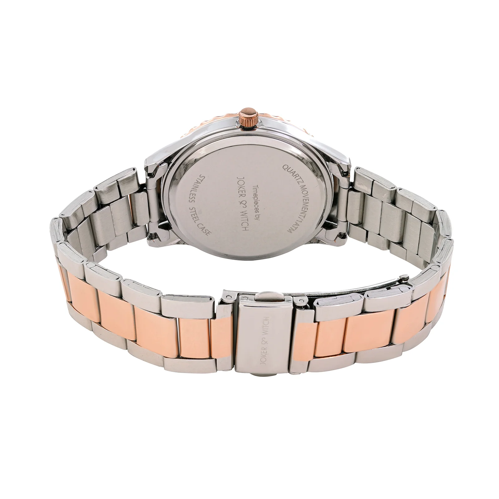 Adrenalina Silver Medium Rhinestone Dial Dual Tone Linked Chain Strap Women's Watch - Image 6