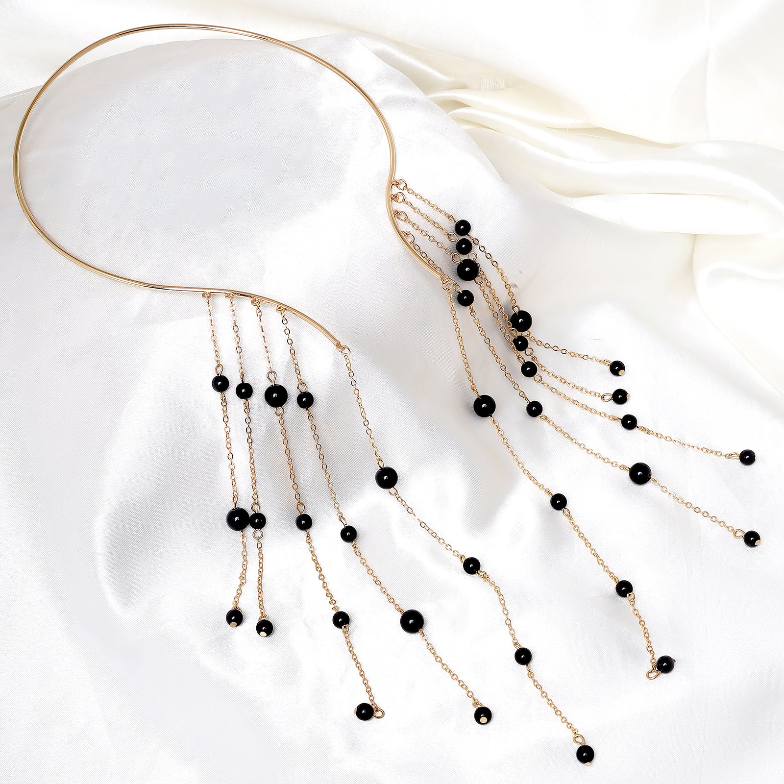 Aegle Golden Black Bead Necklace - Image 2
