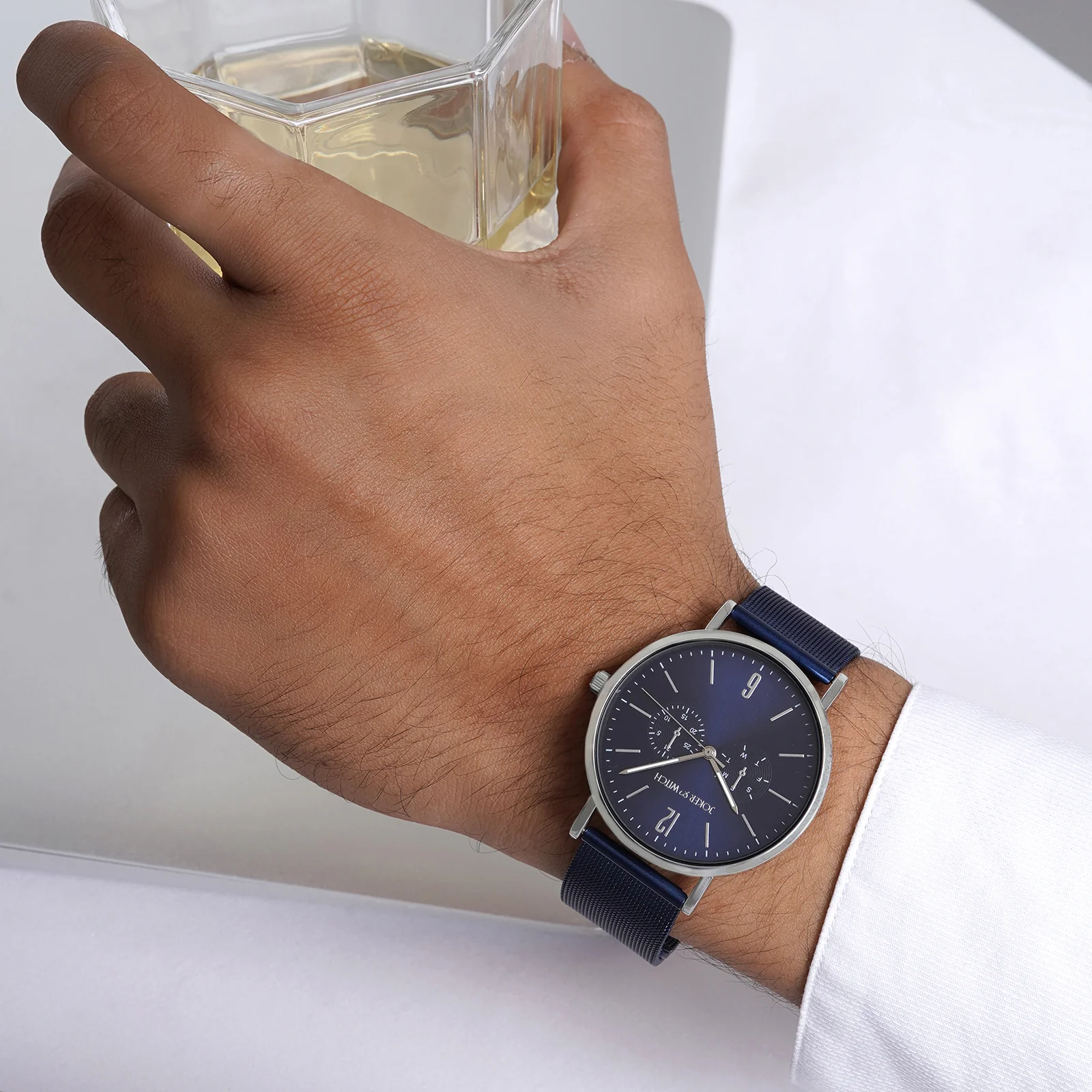 Agera Blue Large Dial Mesh Strap Men's Watch - Image 2
