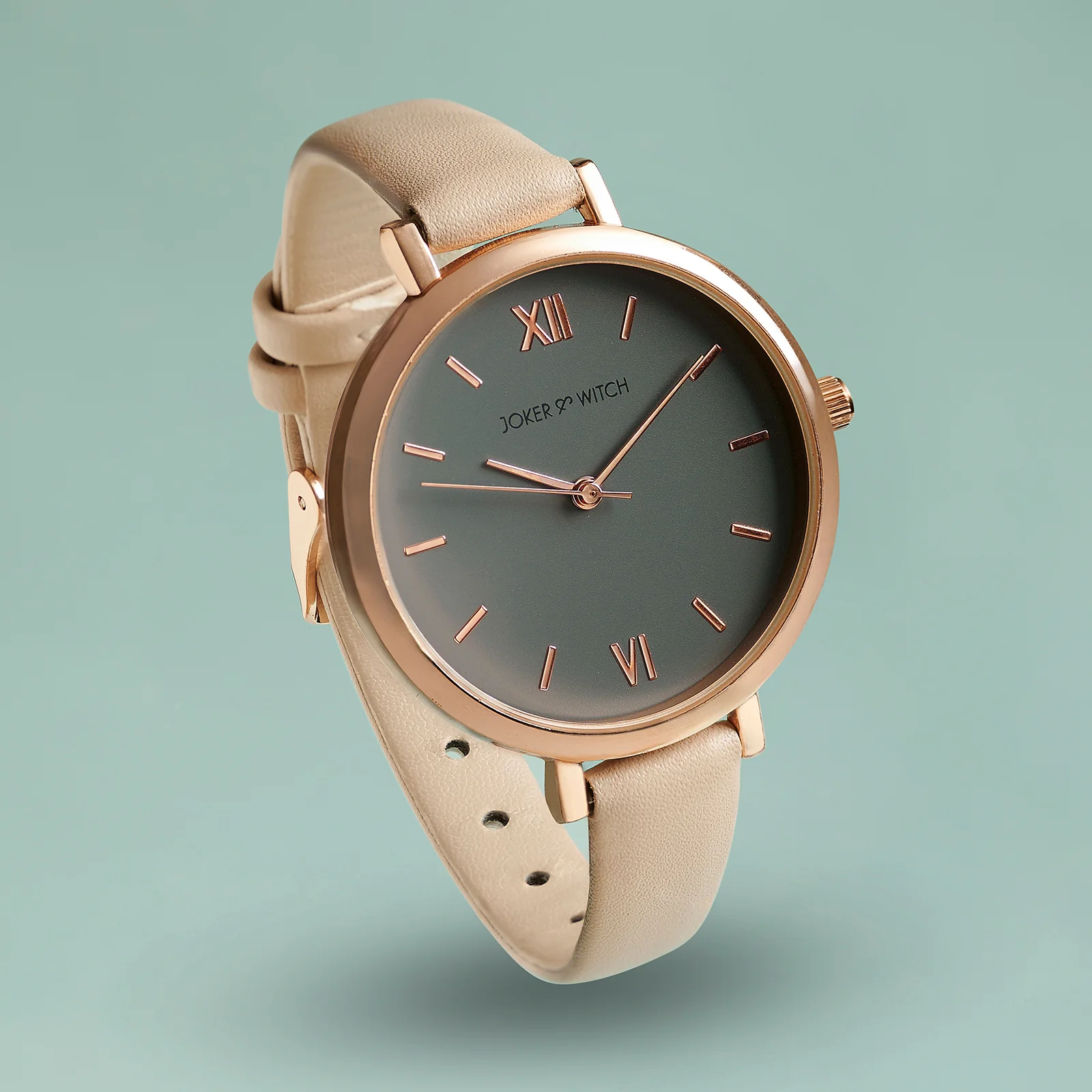 Agnes Grey Large Dial Beige PU Strap Women's Watch - Image 2