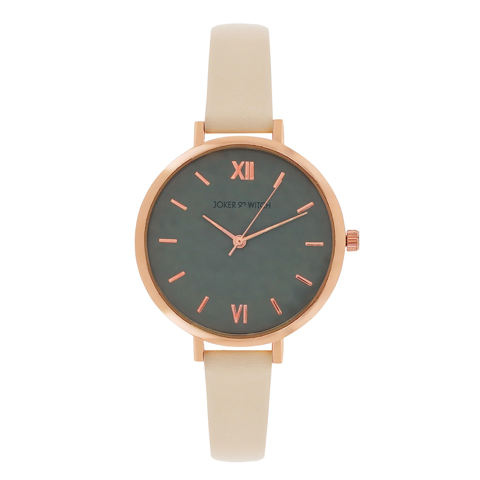 Agnes Grey Large Dial Beige PU Strap Women's Watch - Image 3