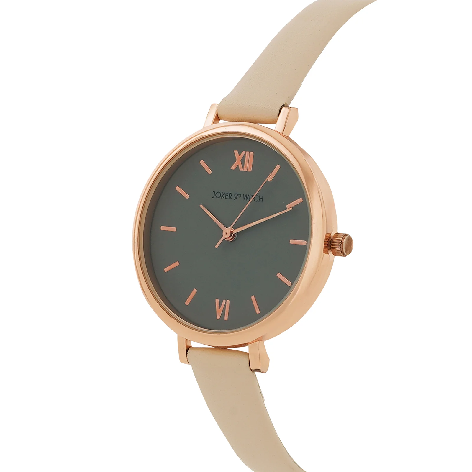 Agnes Grey Large Dial Beige PU Strap Women's Watch - Image 4