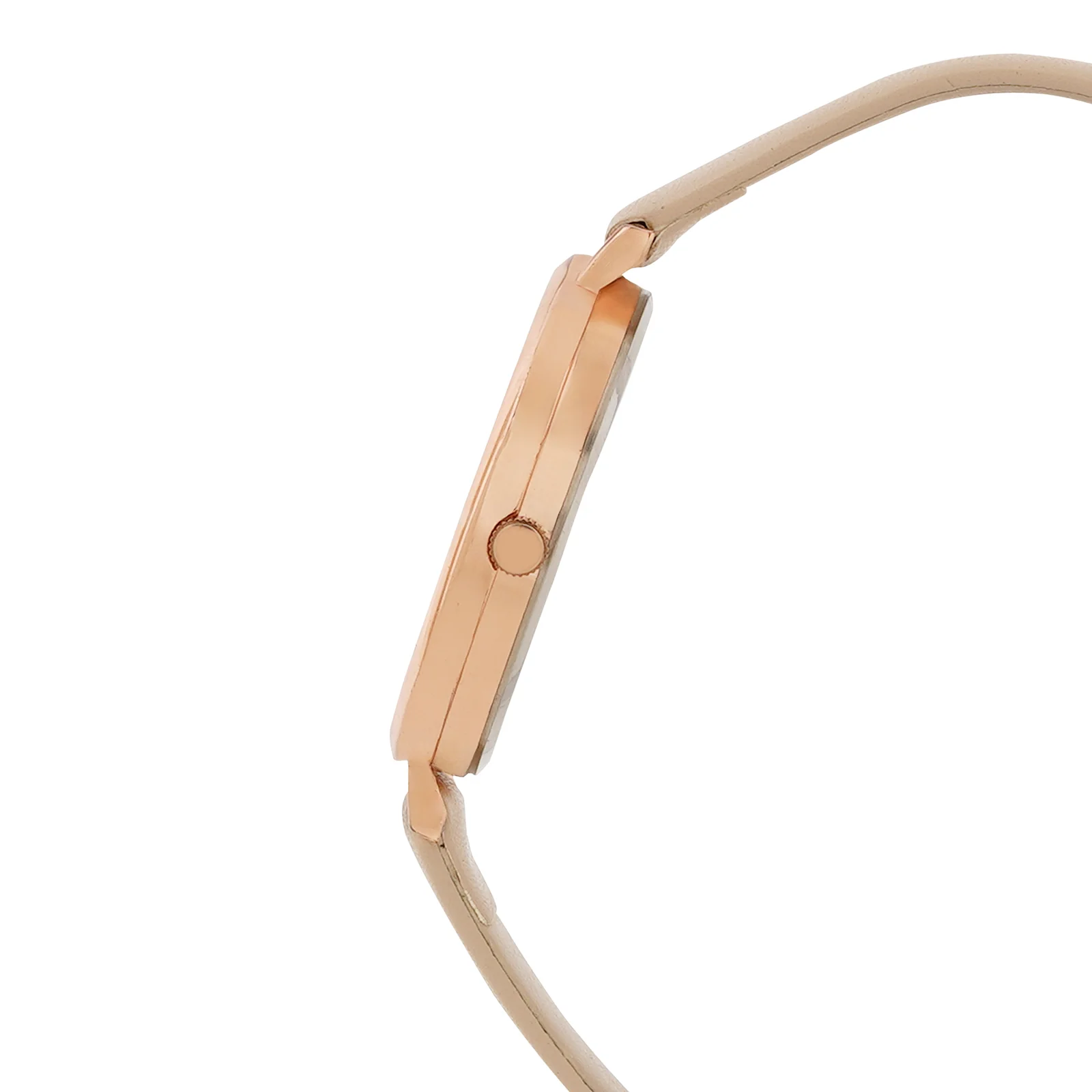 Agnes Grey Large Dial Beige PU Strap Women's Watch - Image 5