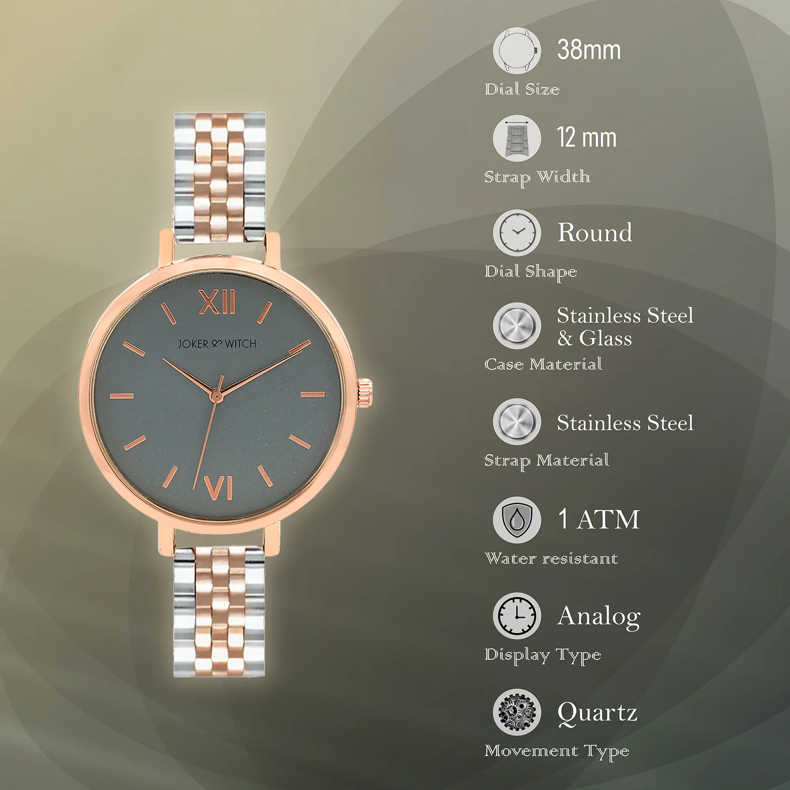Agnes Grey Large Dial Dual Tone Linked Chain Strap Women's Watch - Image 6