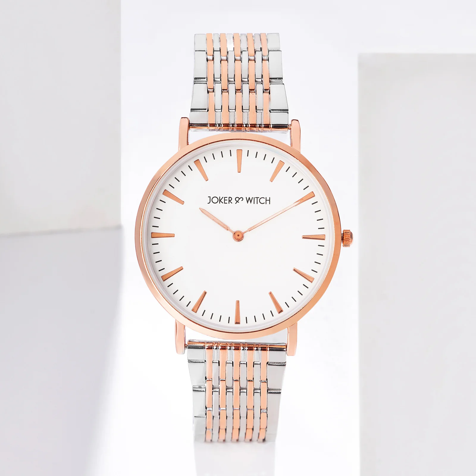 Aimee White Large Dial Dual Tone Linked Chain Strap Women's Watch - Image 2