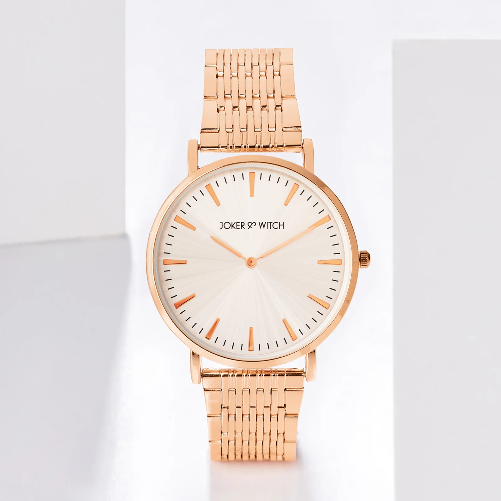 Aimee Beige Large Dial Rose Gold Linked Chain Strap Women's Watch - Image 2