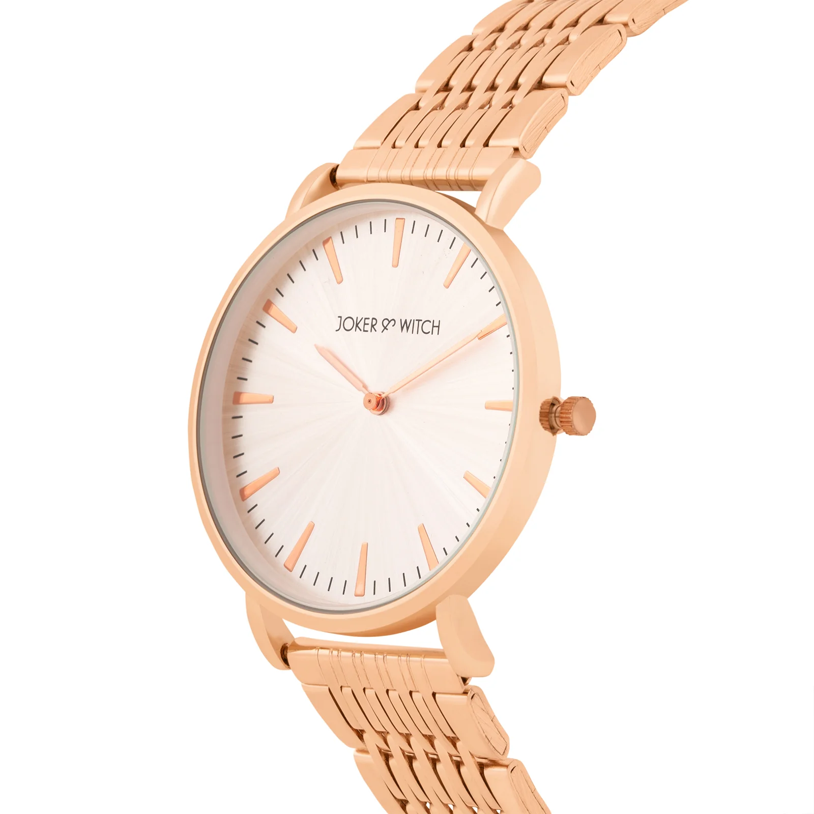 Aimee Beige Large Dial Rose Gold Linked Chain Strap Women's Watch - Image 4