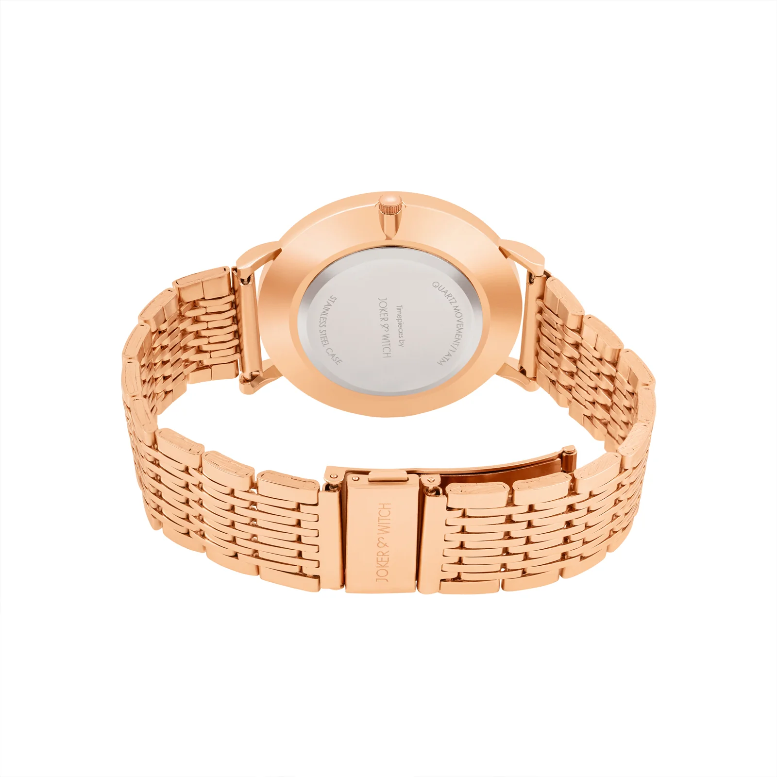 Aimee Beige Large Dial Rose Gold Linked Chain Strap Women's Watch - Image 6