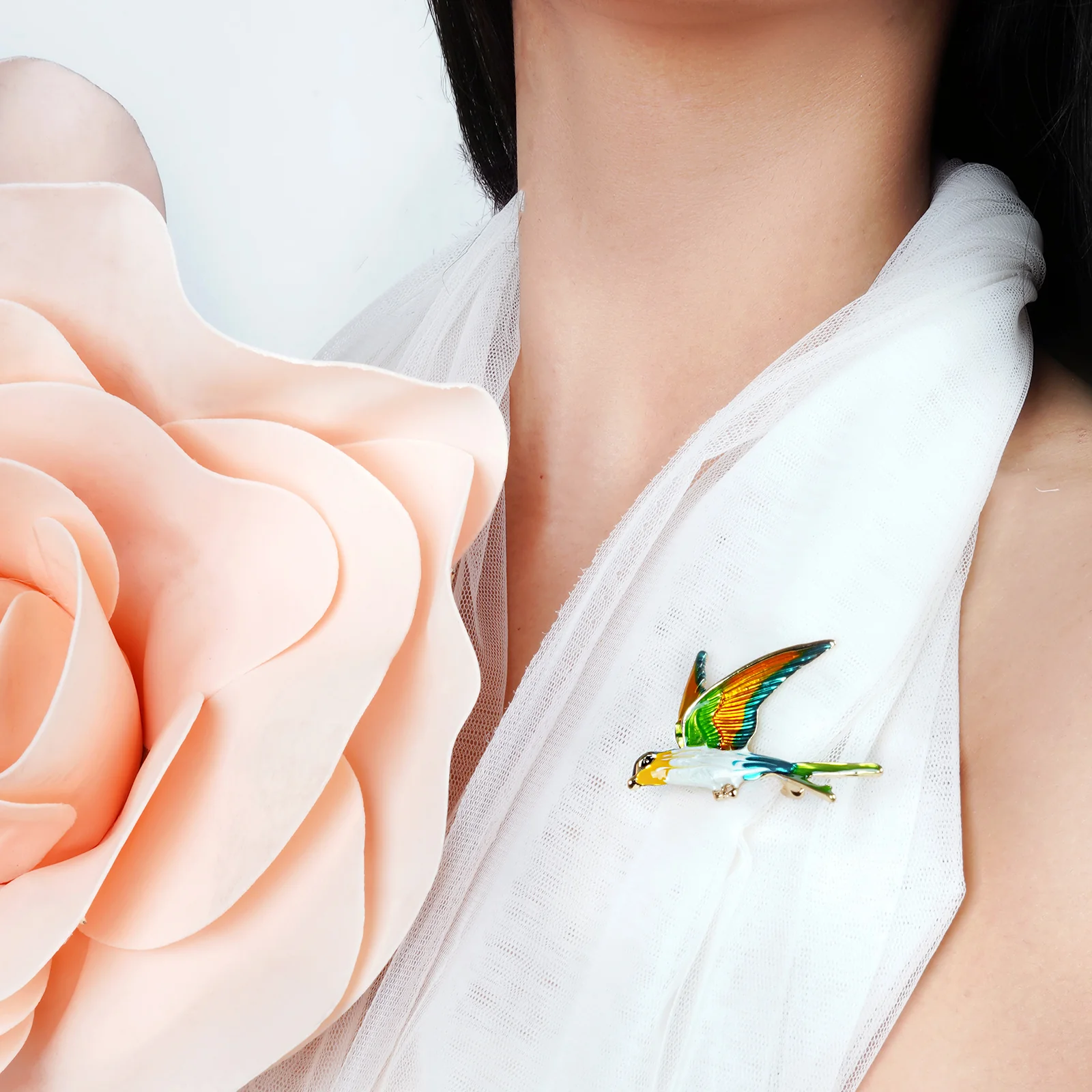 Aira Yellow And Orange Bird Brooch - Image 2