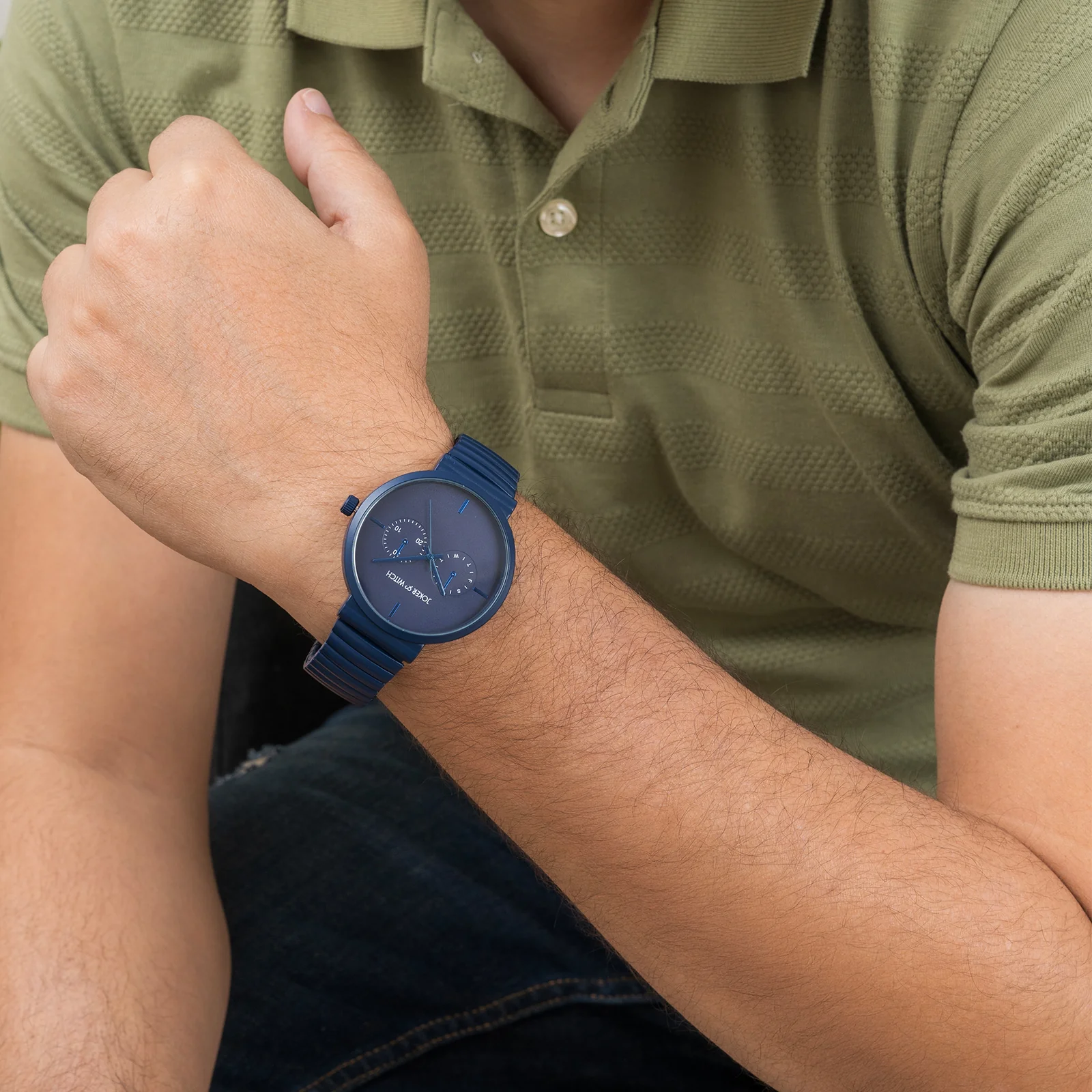 Airo Blue Large Dial Linked Chain Strap Unisex Watch - Image 2