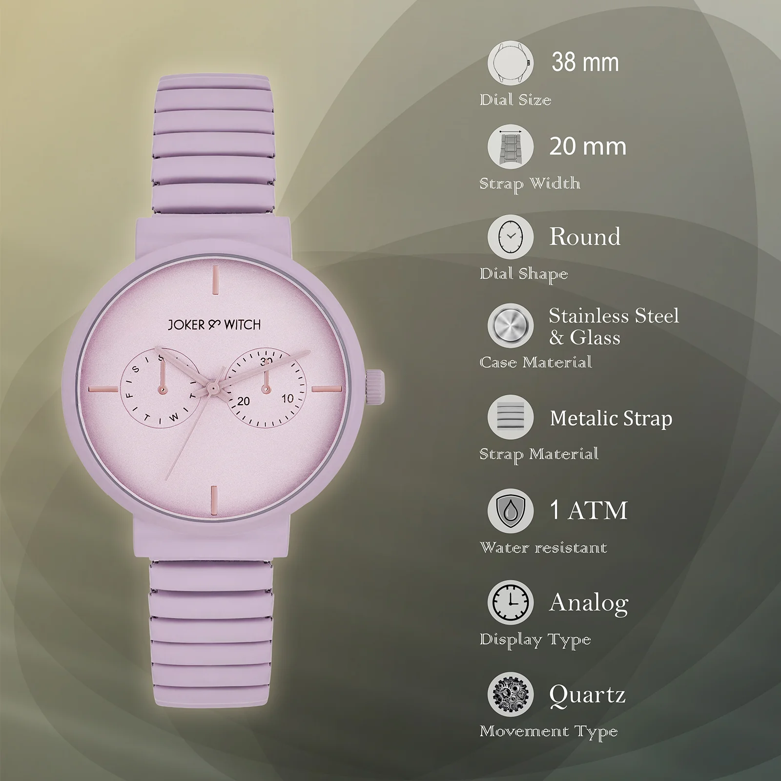 Airo Lavendar Medium Dial Linked Chain Strap Women's Watch - Image 8