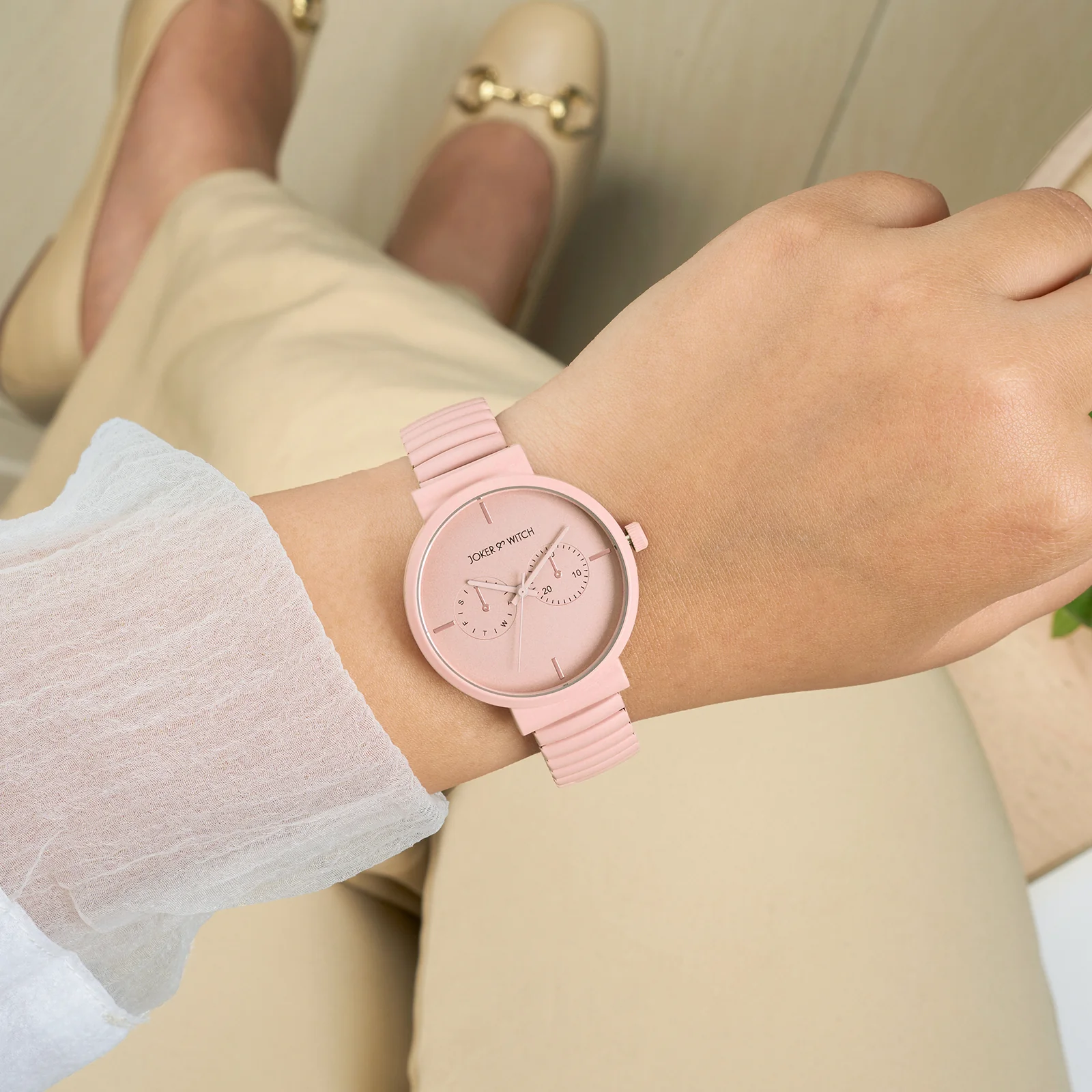 Airo Pink Medium Dial Linked Chain Strap Women's Watch - Image 2