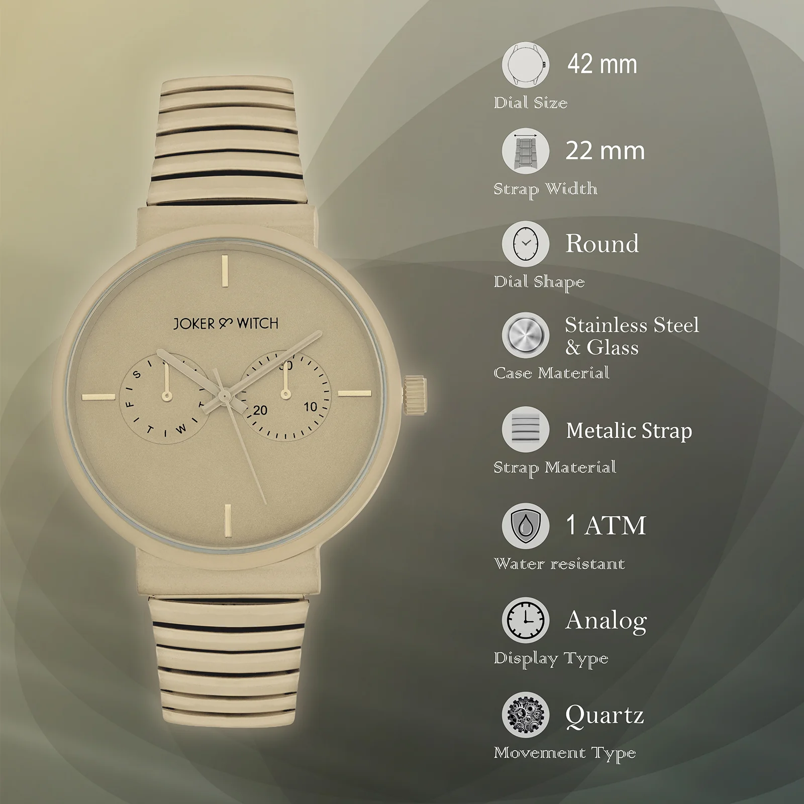 Airo Sand Large Dial Linked Chain Strap Unisex Watch - Image 8