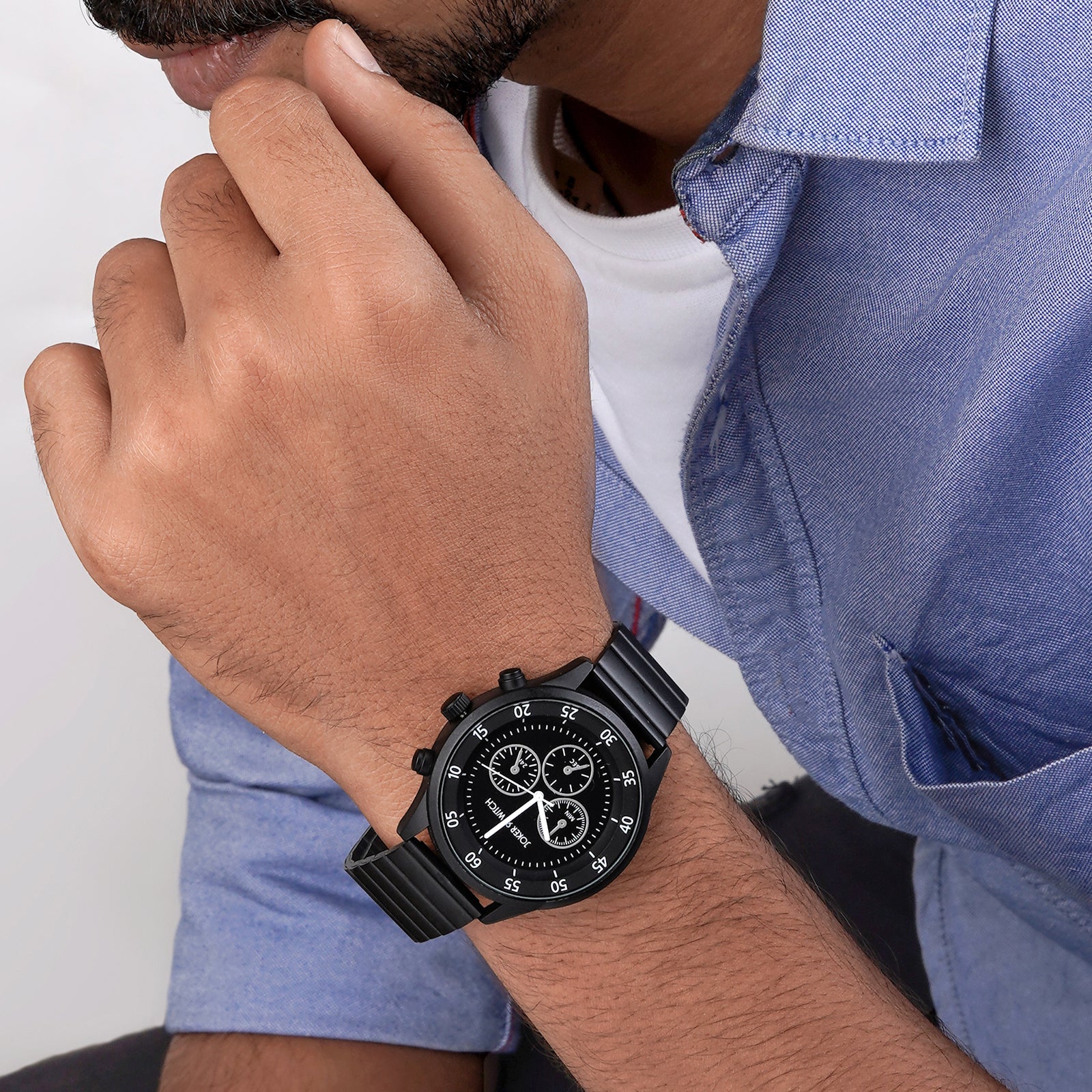Ajax Black Large Dial Linked Chain Strap Men's Watch - Image 3