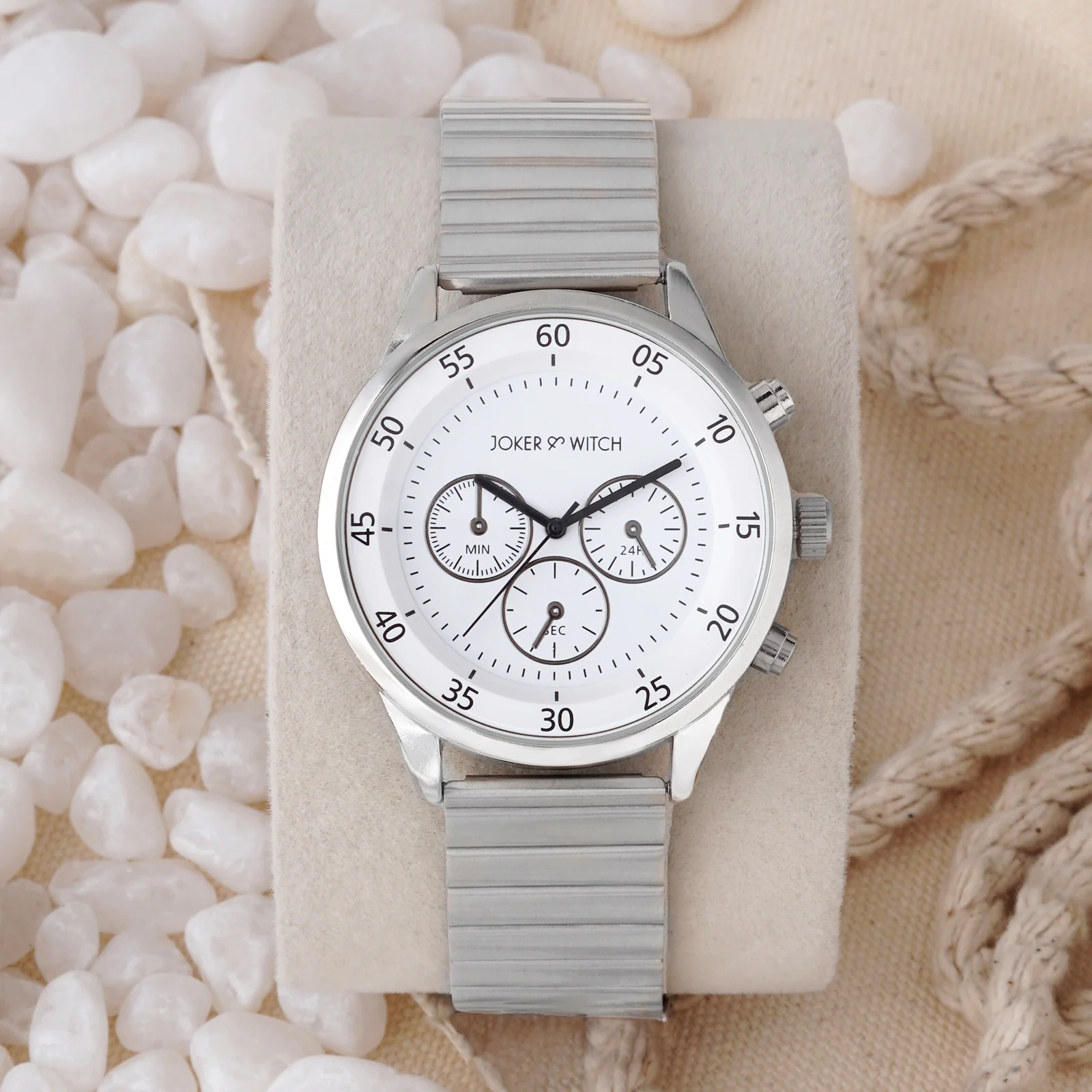 Ajax White Large Dial Silver Linked Chain Strap Men's Watch - Image 2