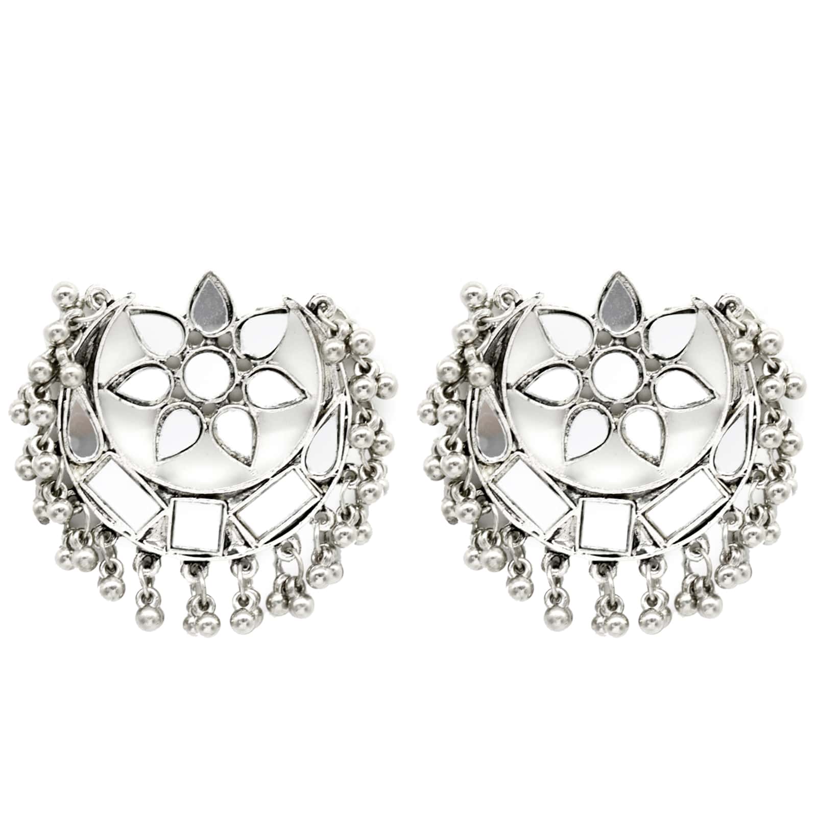 Akashi Silver Oxidized Mirror Earrings - Image 2