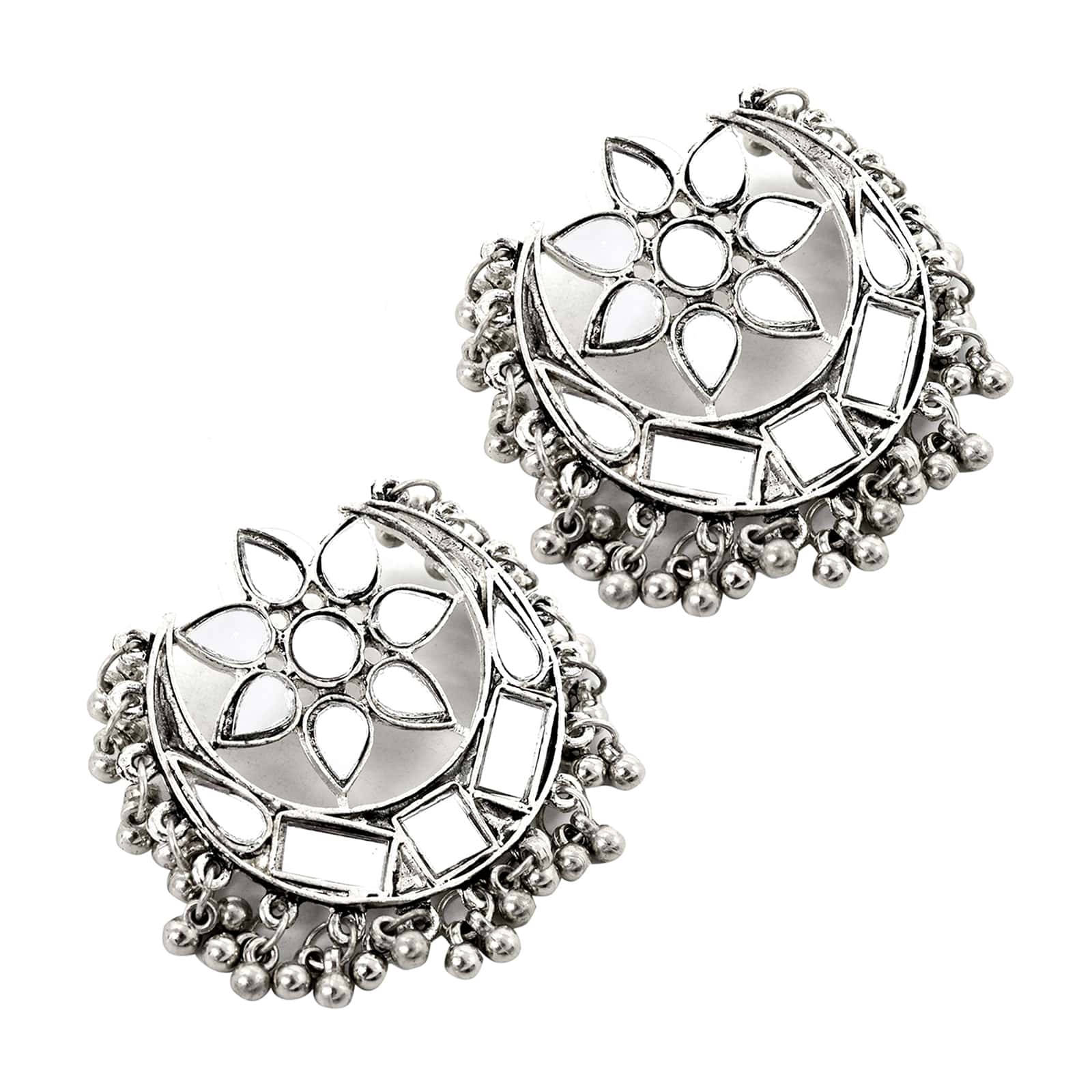 Akashi Silver Oxidized Mirror Earrings - Image 3