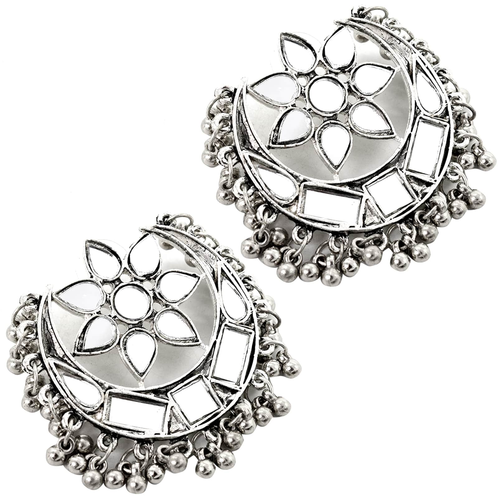 Akashi Silver Oxidized Mirror Earrings - Image 4