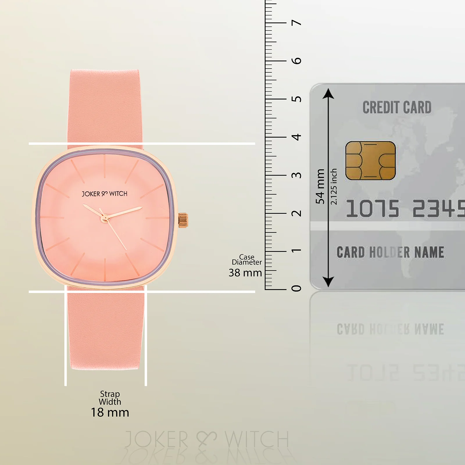 Albin Pink Large Square Dial PU Strap Women's Watch - Image 8