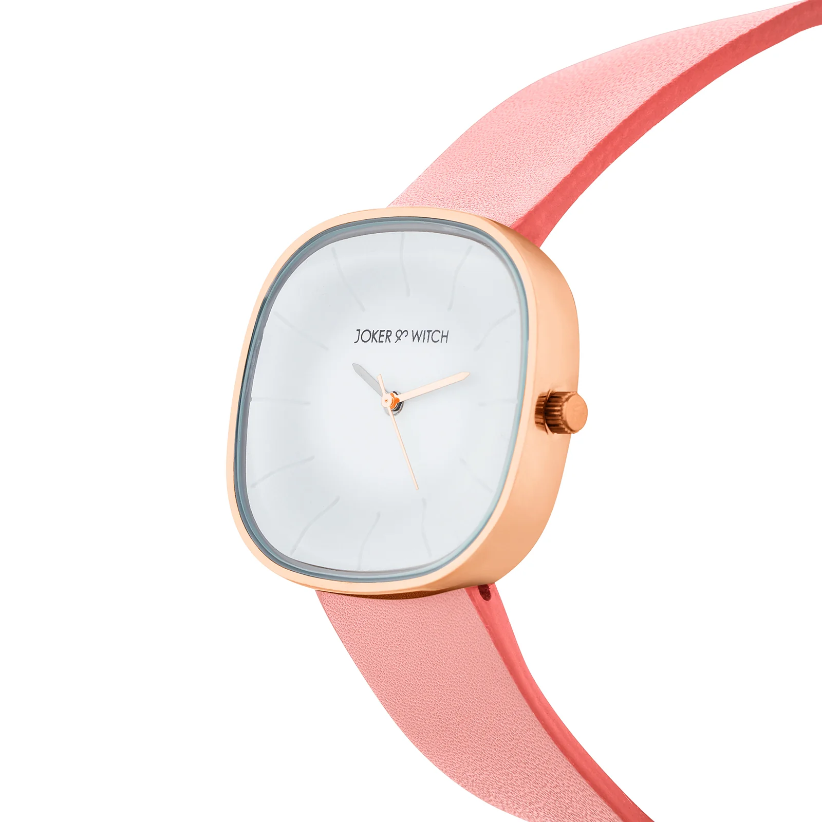 Albin White Large Square Dial Pink PU Strap Women's Watch - Image 4
