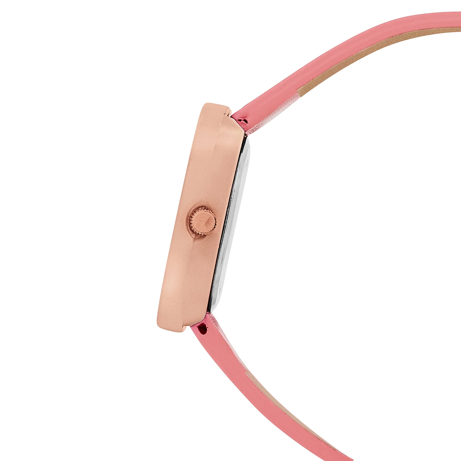 Albin White Large Square Dial Pink PU Strap Women's Watch - Image 5
