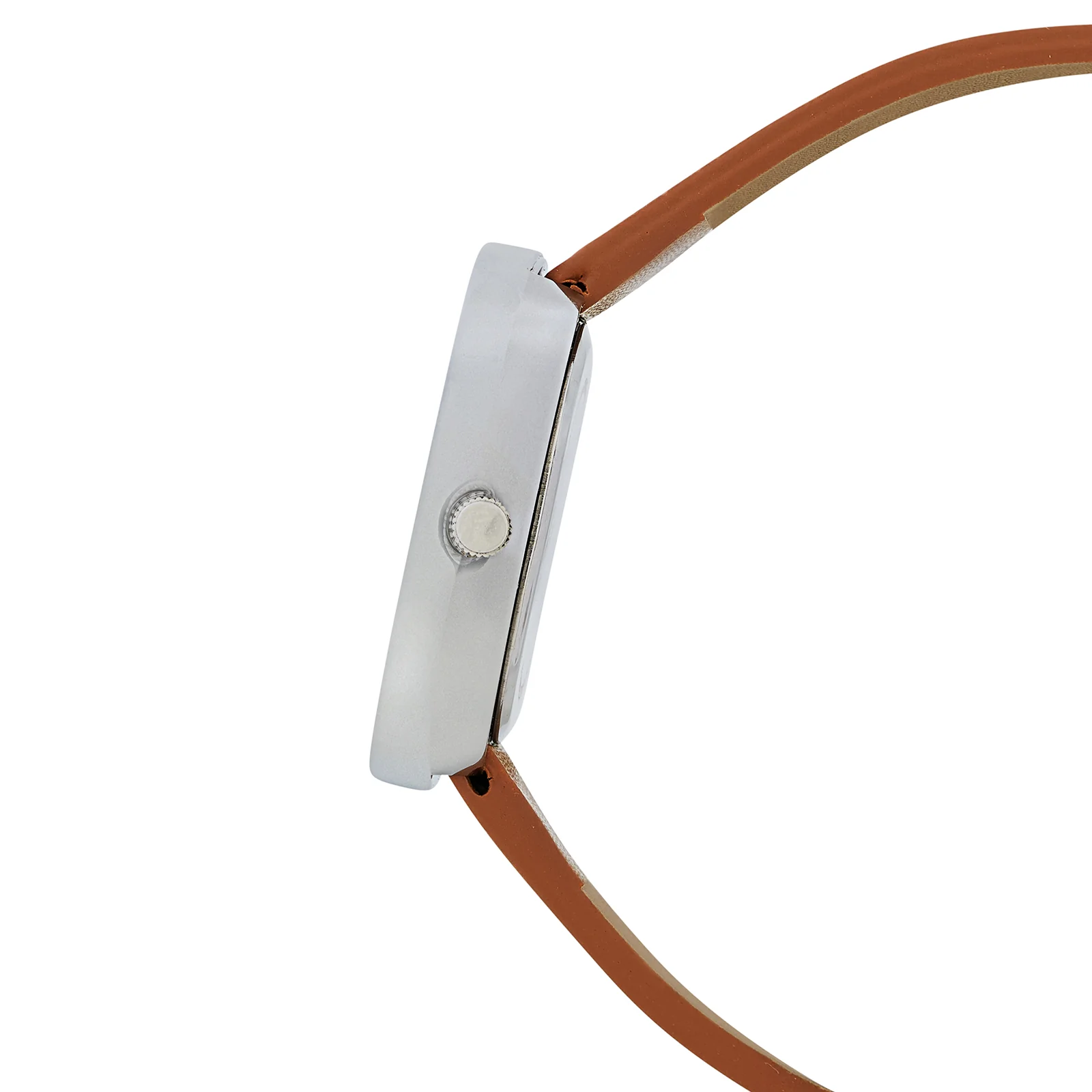 Albin White Large Square Dial Brown PU Strap Women's Watch - Image 5