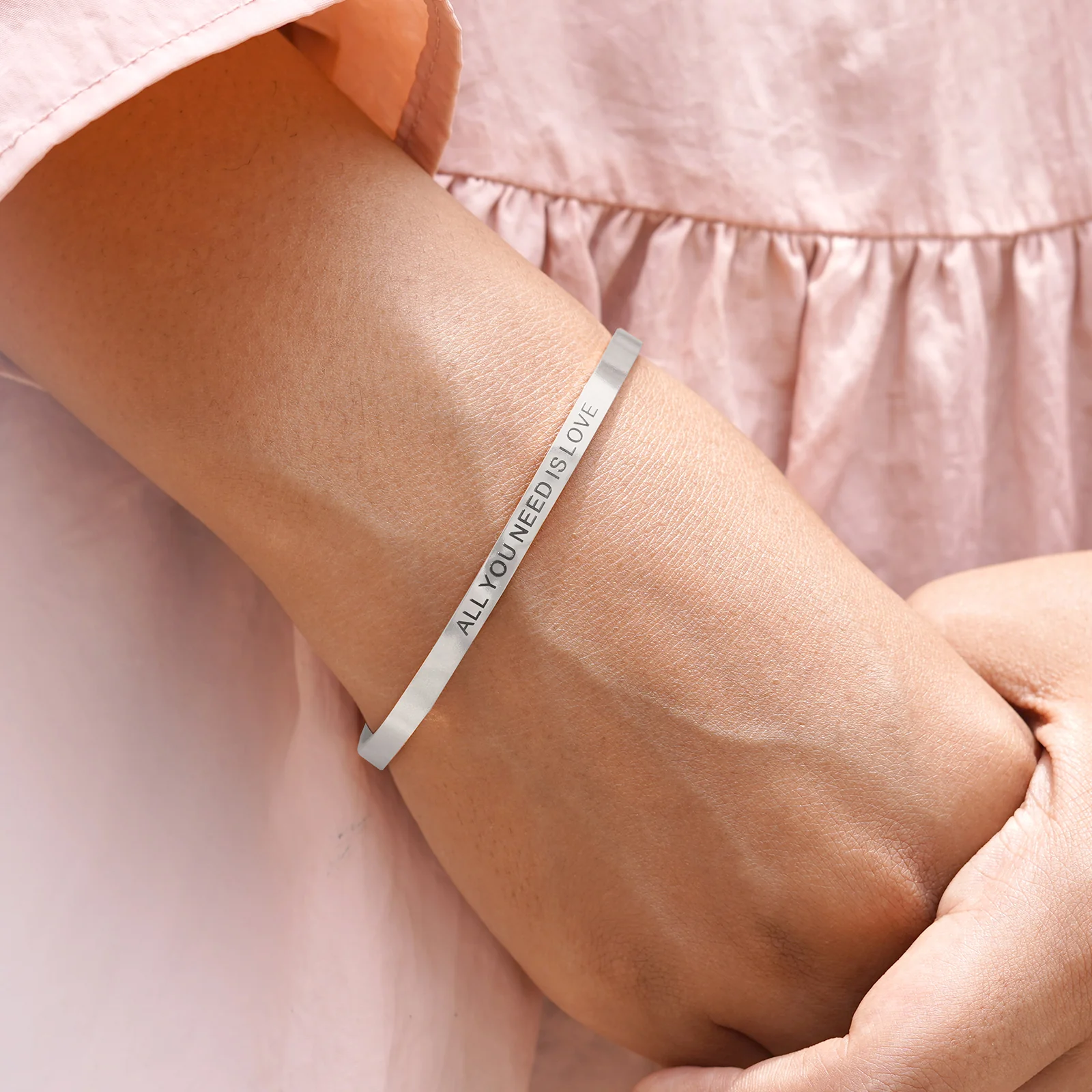 All You Need Is Love Silver Mantra Band - Image 2