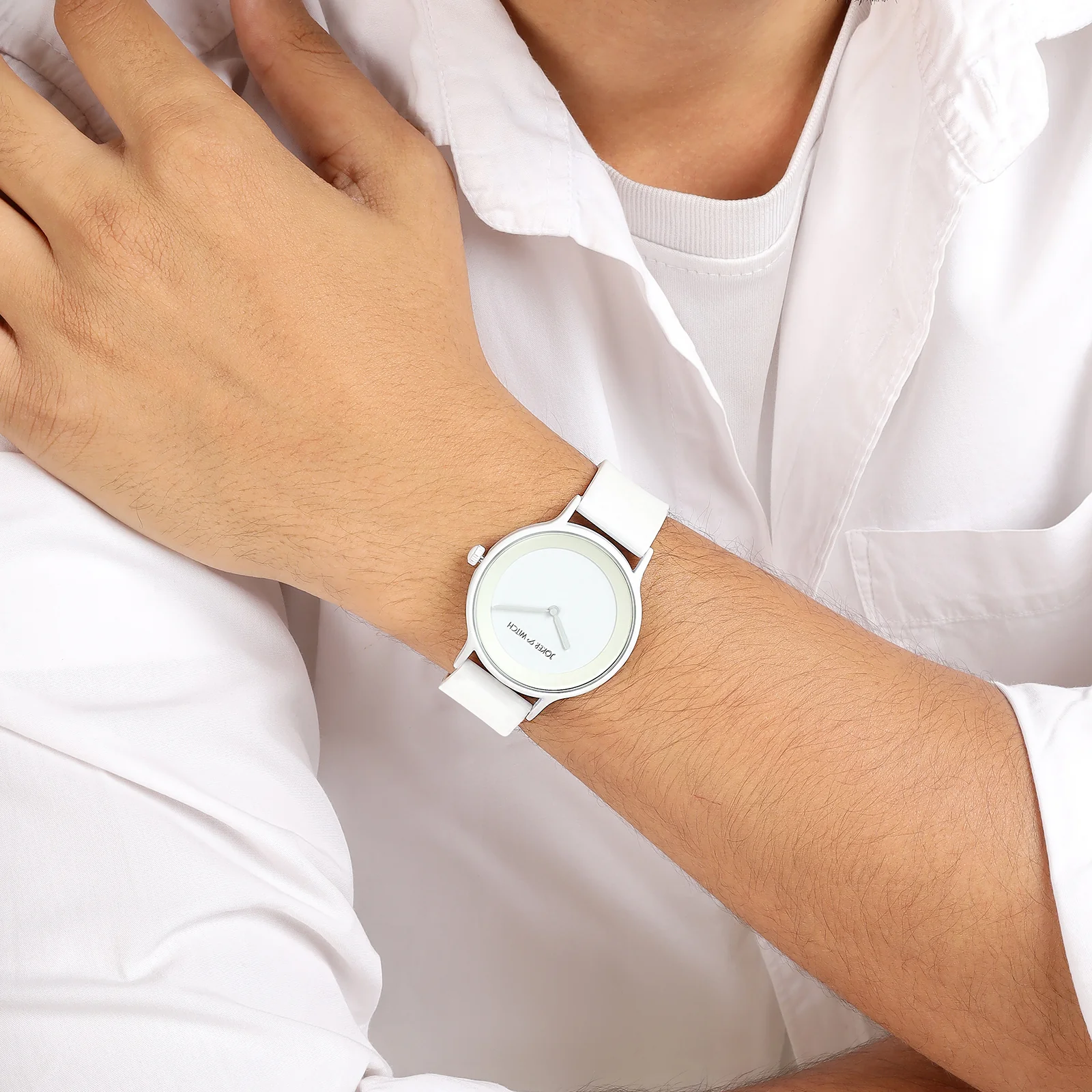 Alpine White Large Dial Silicone Strap Unisex Watch - Image 2