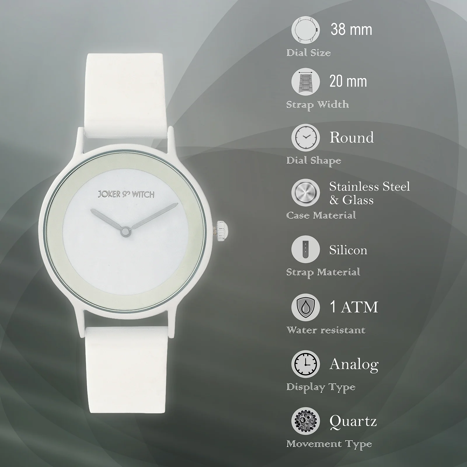 Alpine White Large Dial Silicone Strap Unisex Watch - Image 8