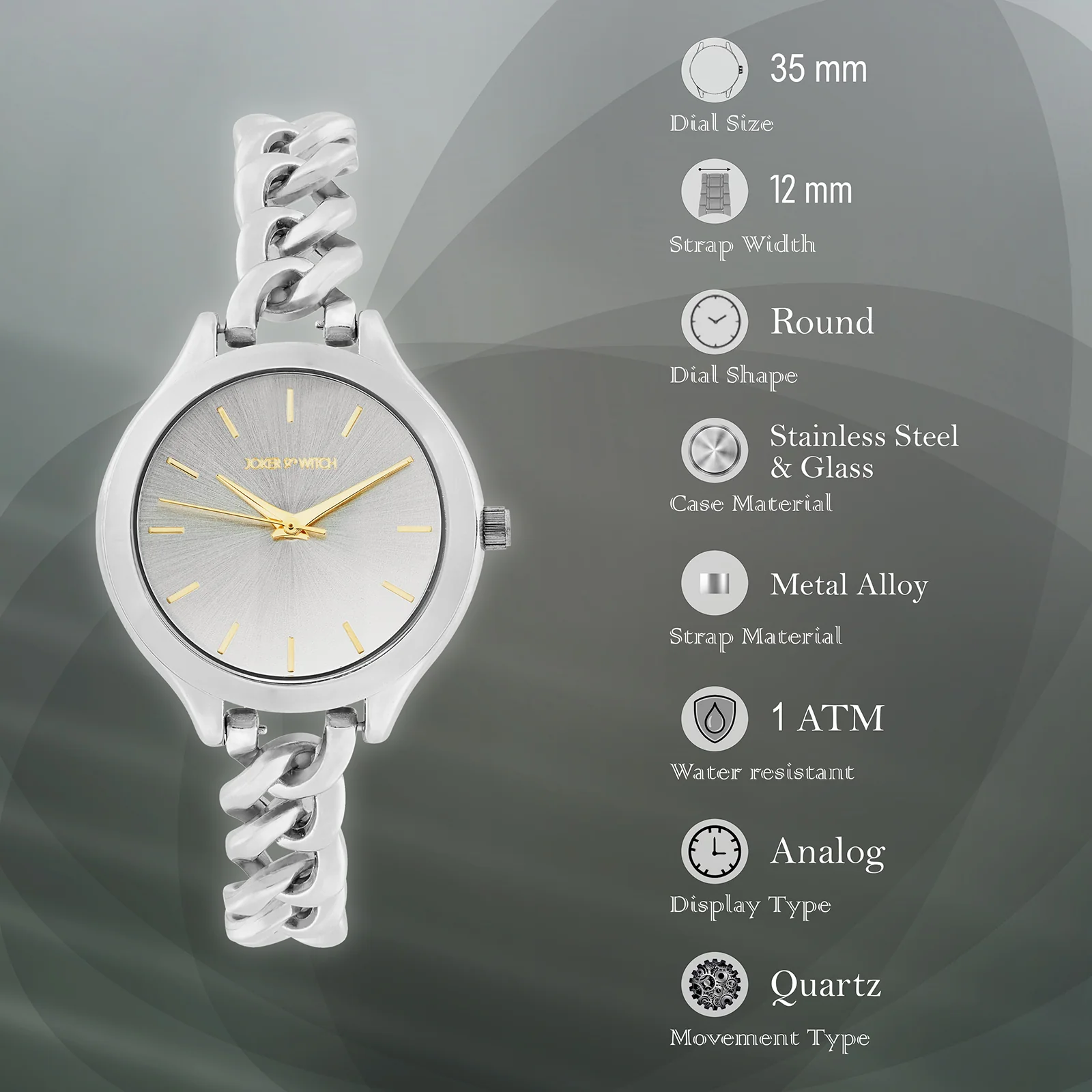 Althea Silver Medium Dial Bracelet Strap Women's Watch - Image 7