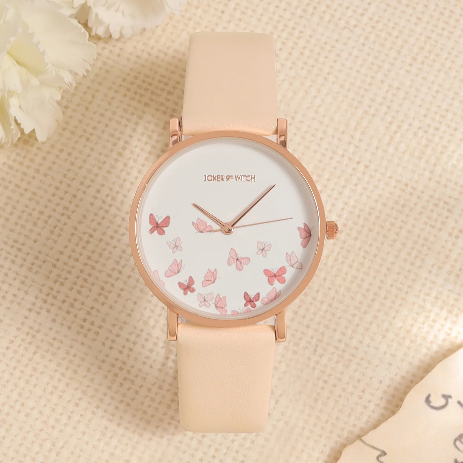 Printed Ambrosia White Medium Dial Beige PU Strap Women's Watch - Image 3