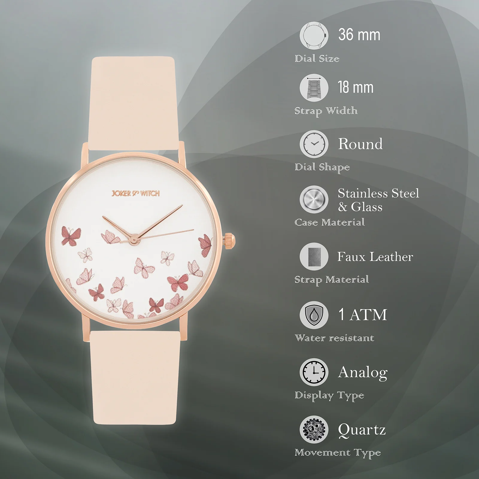 Printed Ambrosia White Medium Dial Beige PU Strap Women's Watch - Image 7