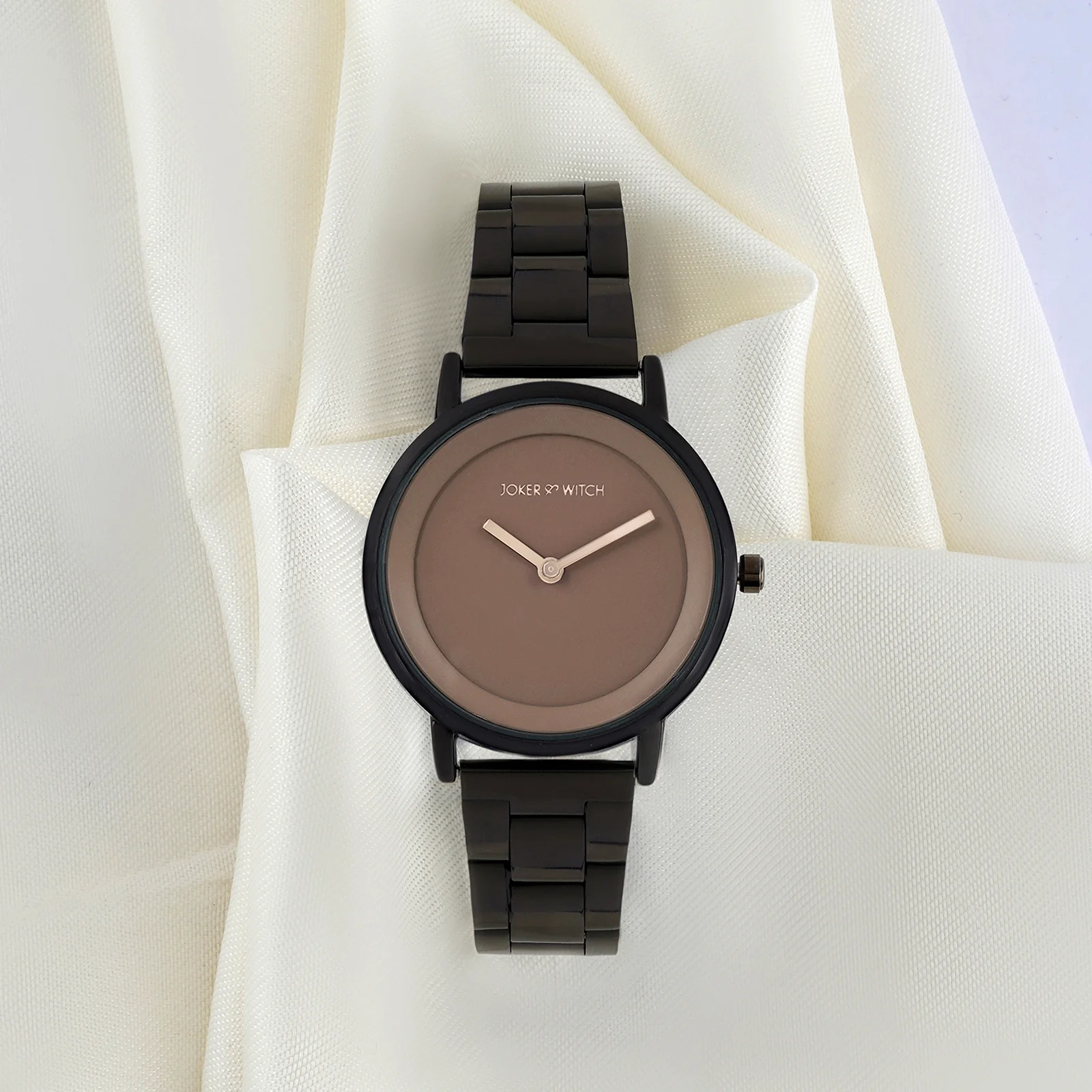 Amsterdam Taupe Medium Dial Gunmetal Linked Chain Strap Women's Watch - Image 2