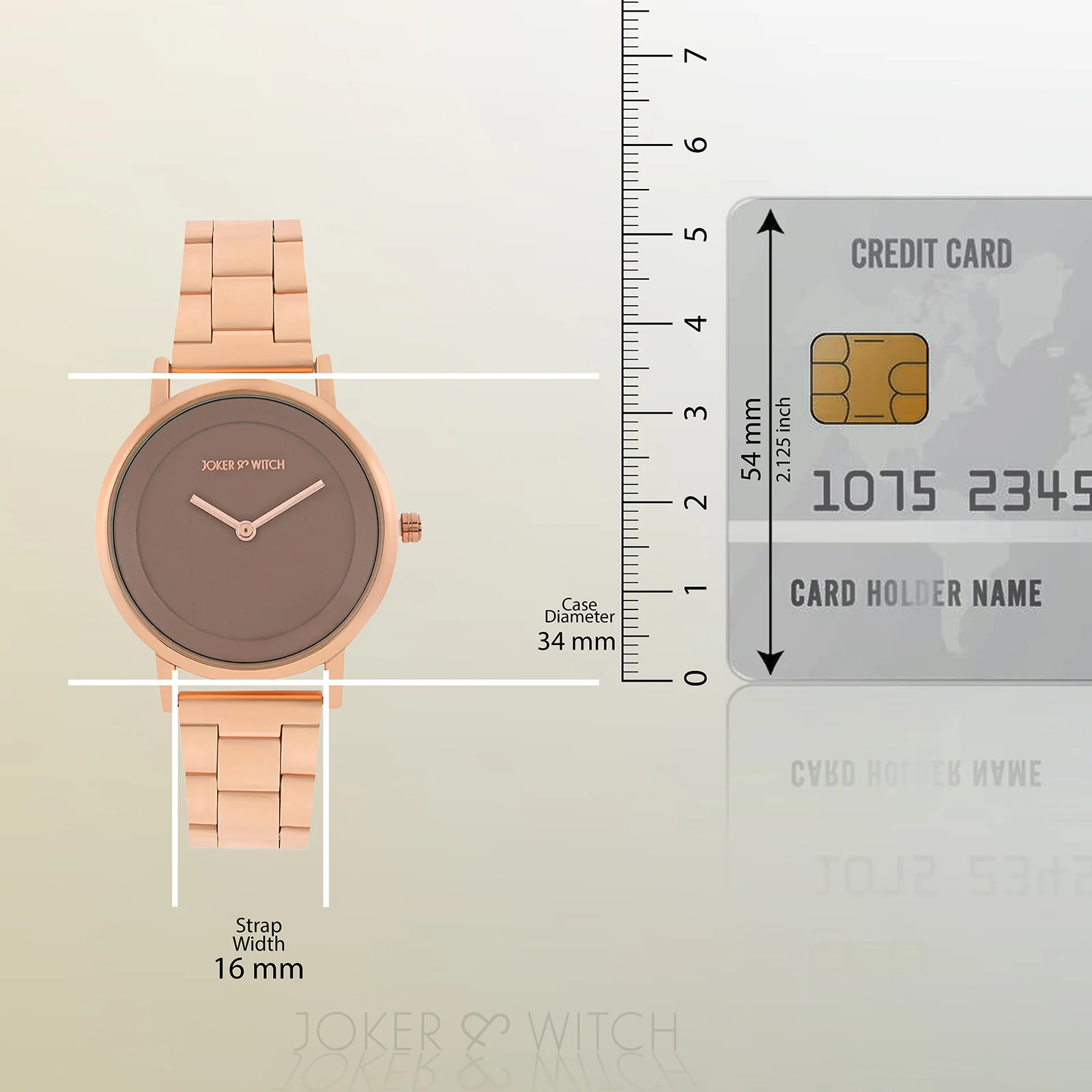 Amsterdam Taupe Medium Dial Rose Gold Linked Chain Strap Women's Watch - Image 8