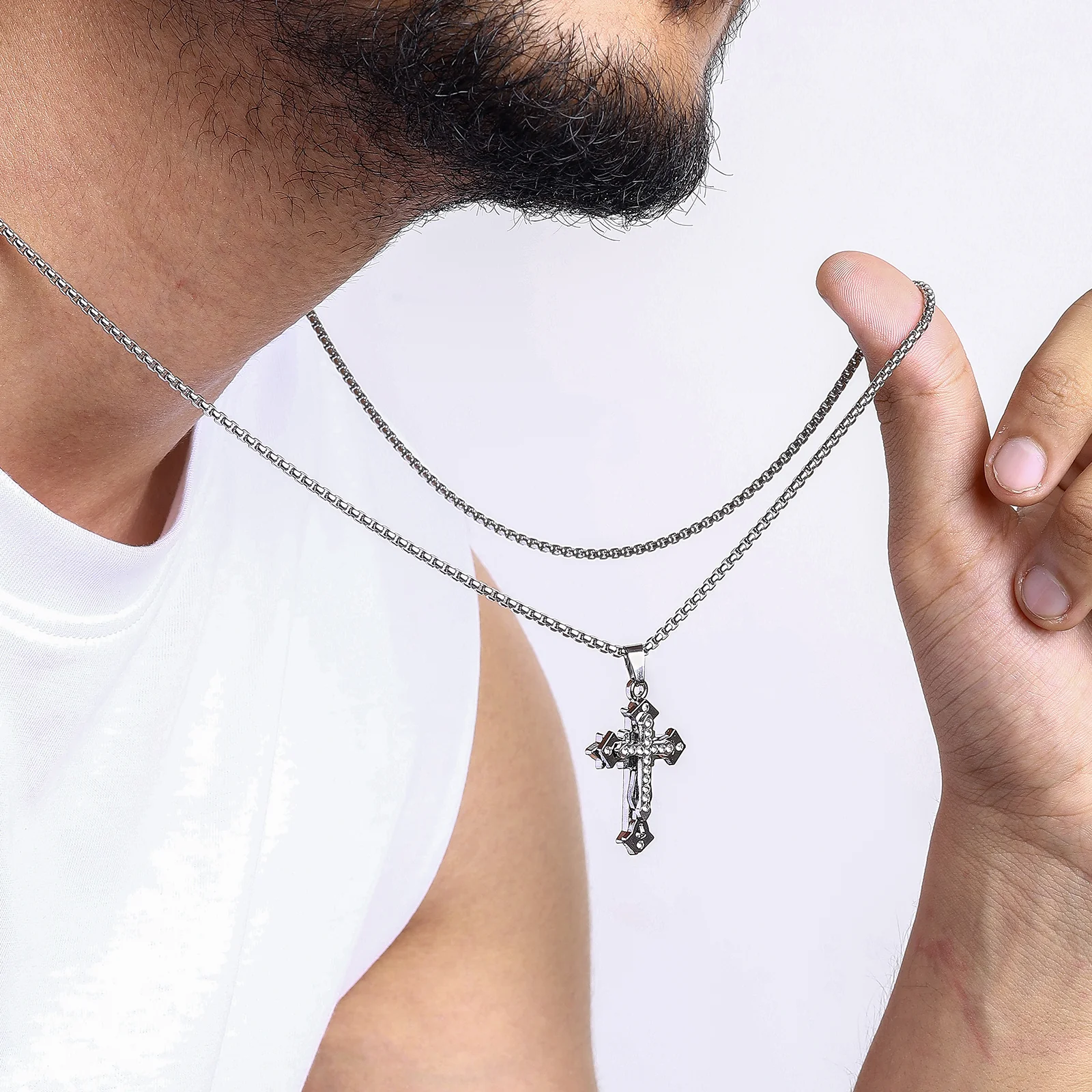 Anastasios Diamond Cross Necklace - Image 3