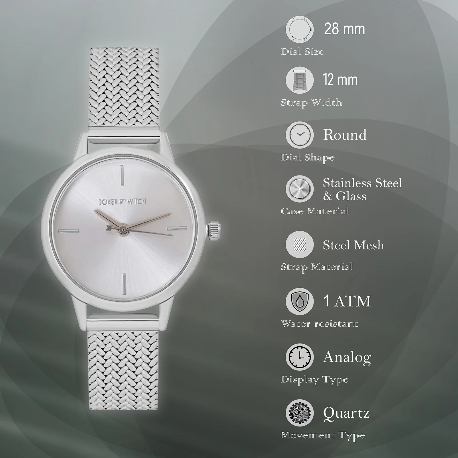 Anetra Silver Small Dial Mesh Strap Women's Watch - Image 7