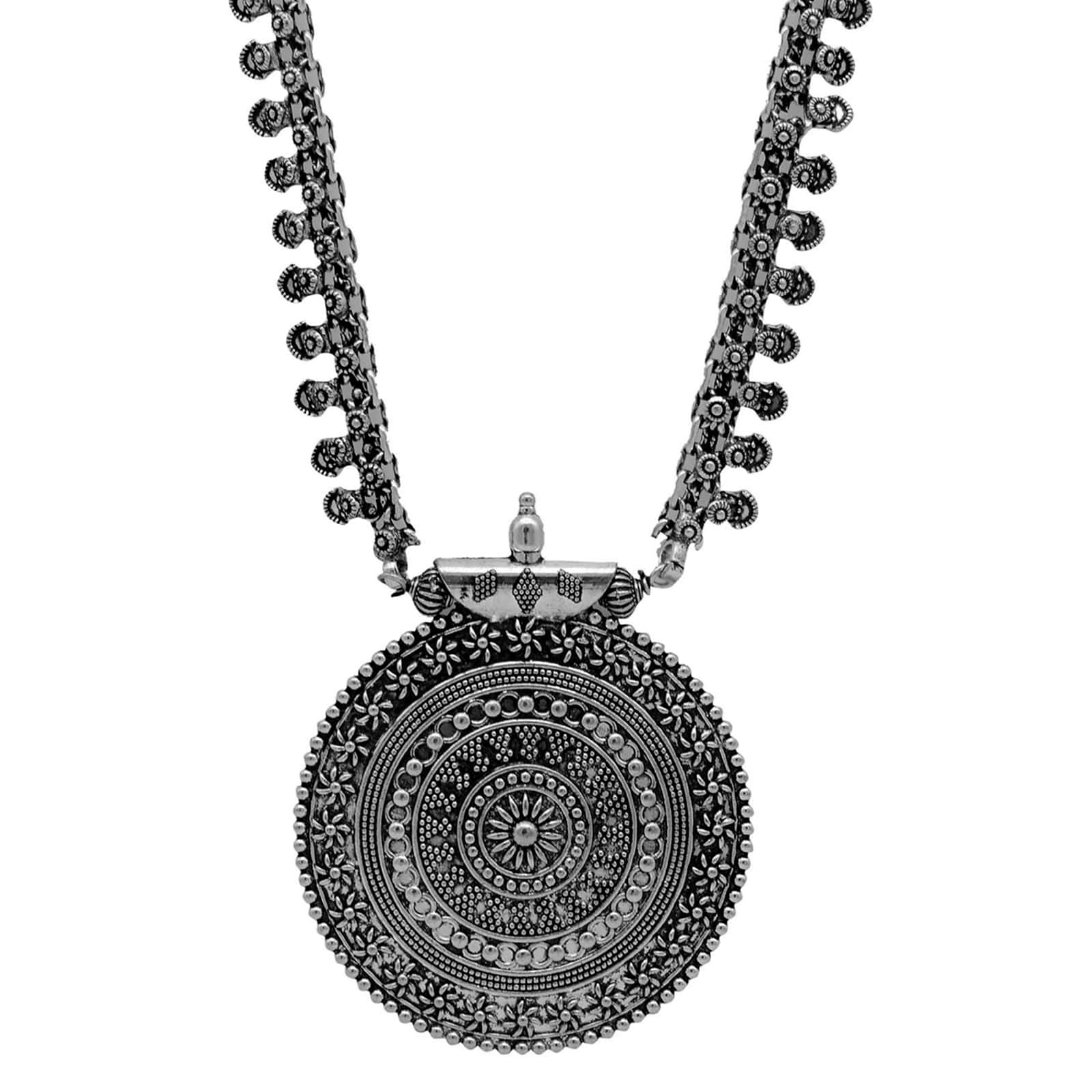 Anika Silver Oxidized Long Necklace - Image 4