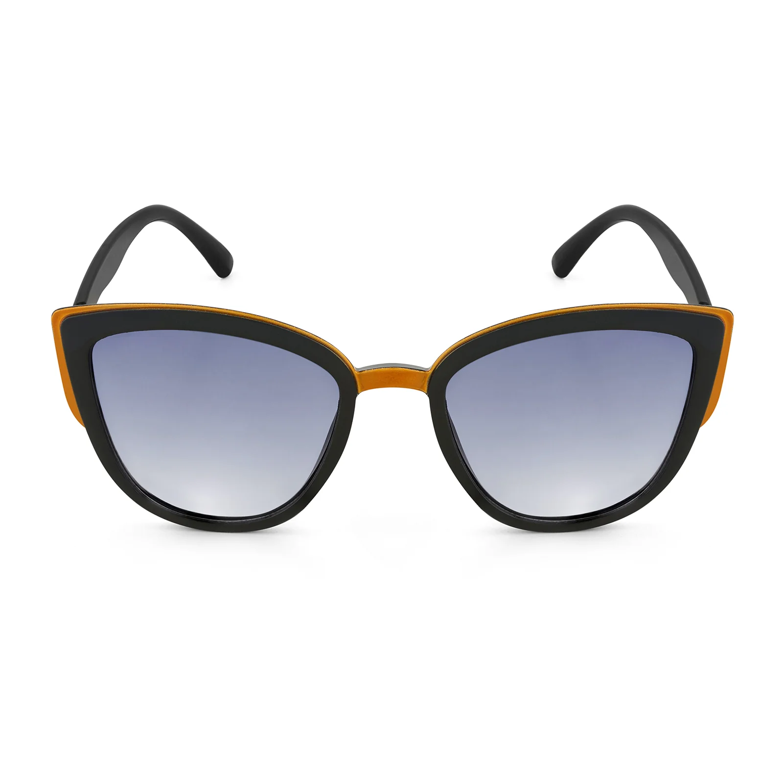 Anna Retro Cateye Purple Ombre Lenses Sunglasses With Black Frames And Gold Accents - Image 3