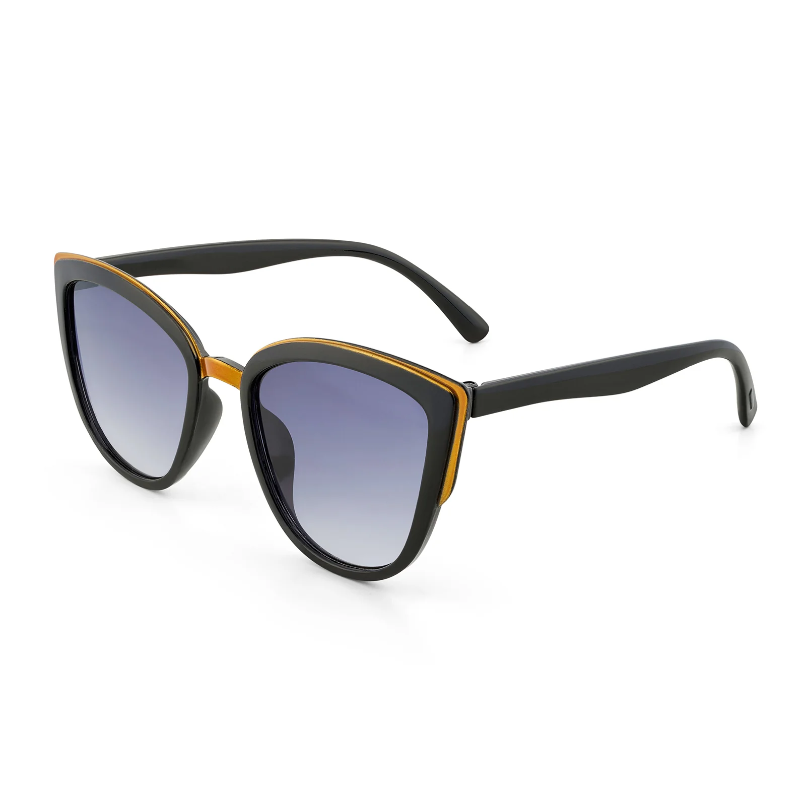 Anna Retro Cateye Purple Ombre Lenses Sunglasses With Black Frames And Gold Accents - Image 4