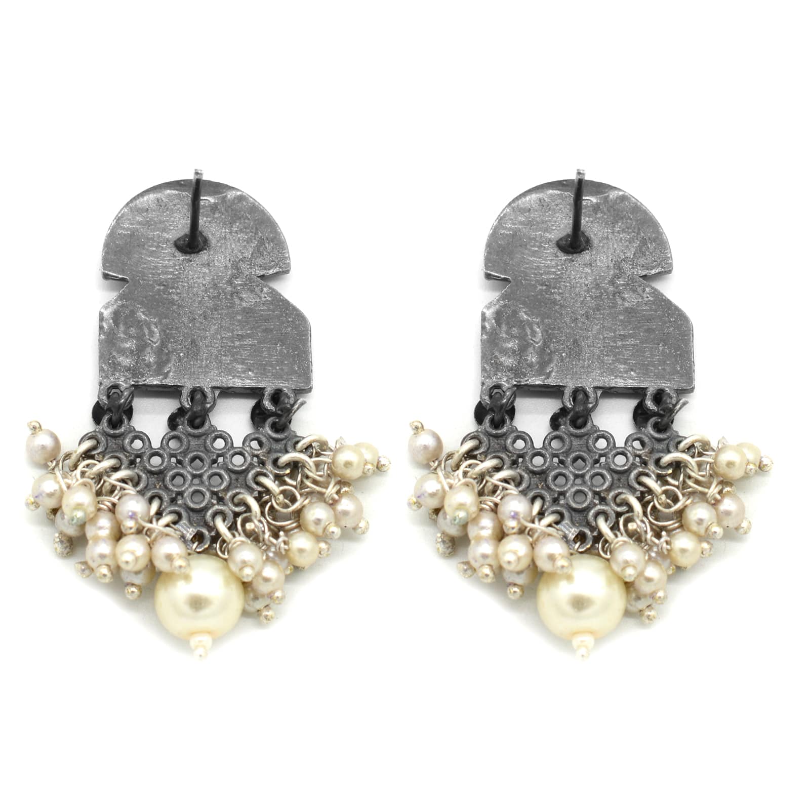 Antique Silver Peacock Pearl Earrings - Image 6