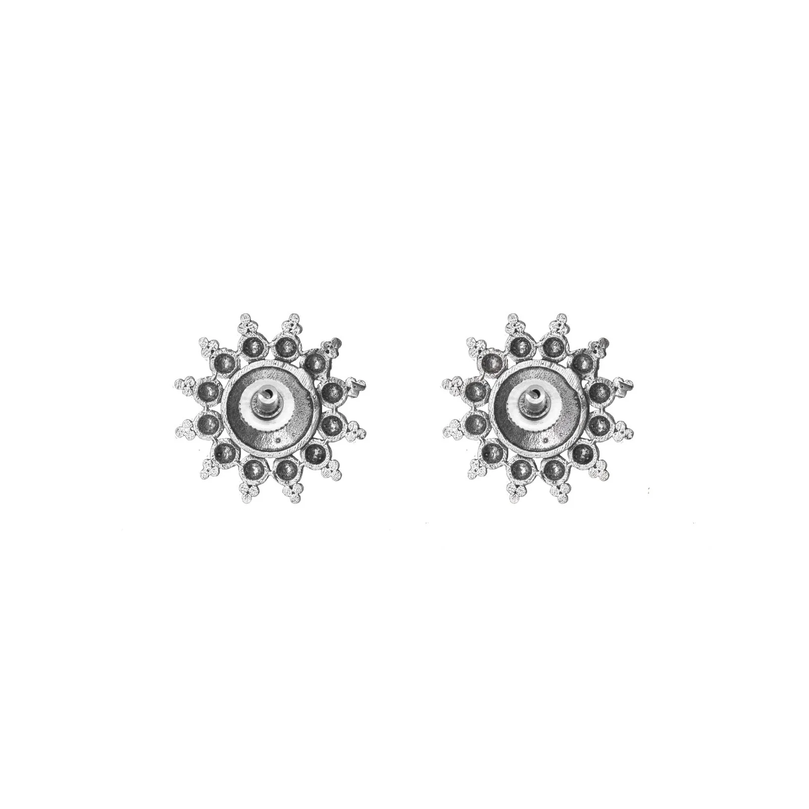 Anu Circle SIlver Oxidized Studs Earrings - Image 4