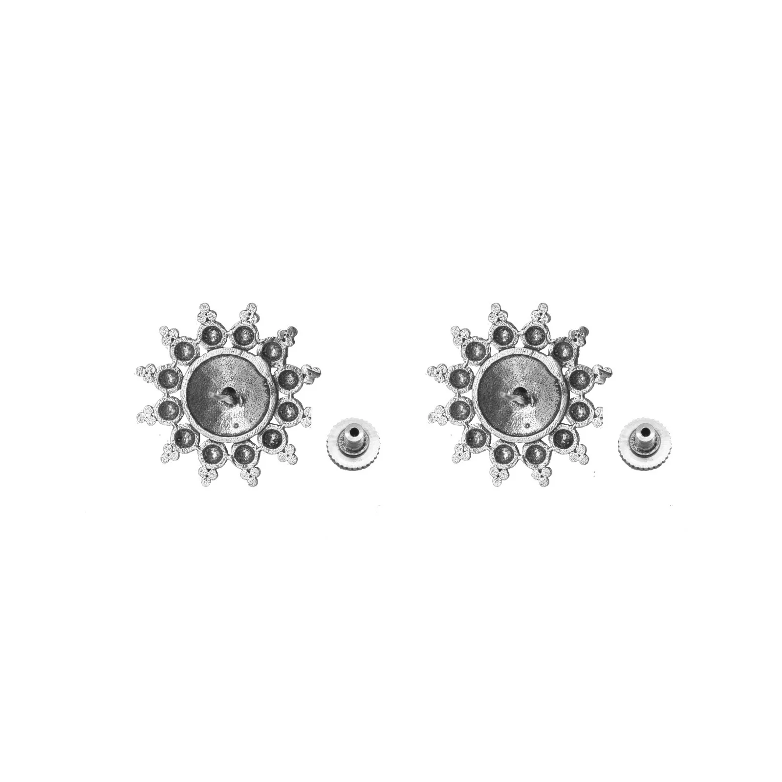 Anu Circle SIlver Oxidized Studs Earrings - Image 5